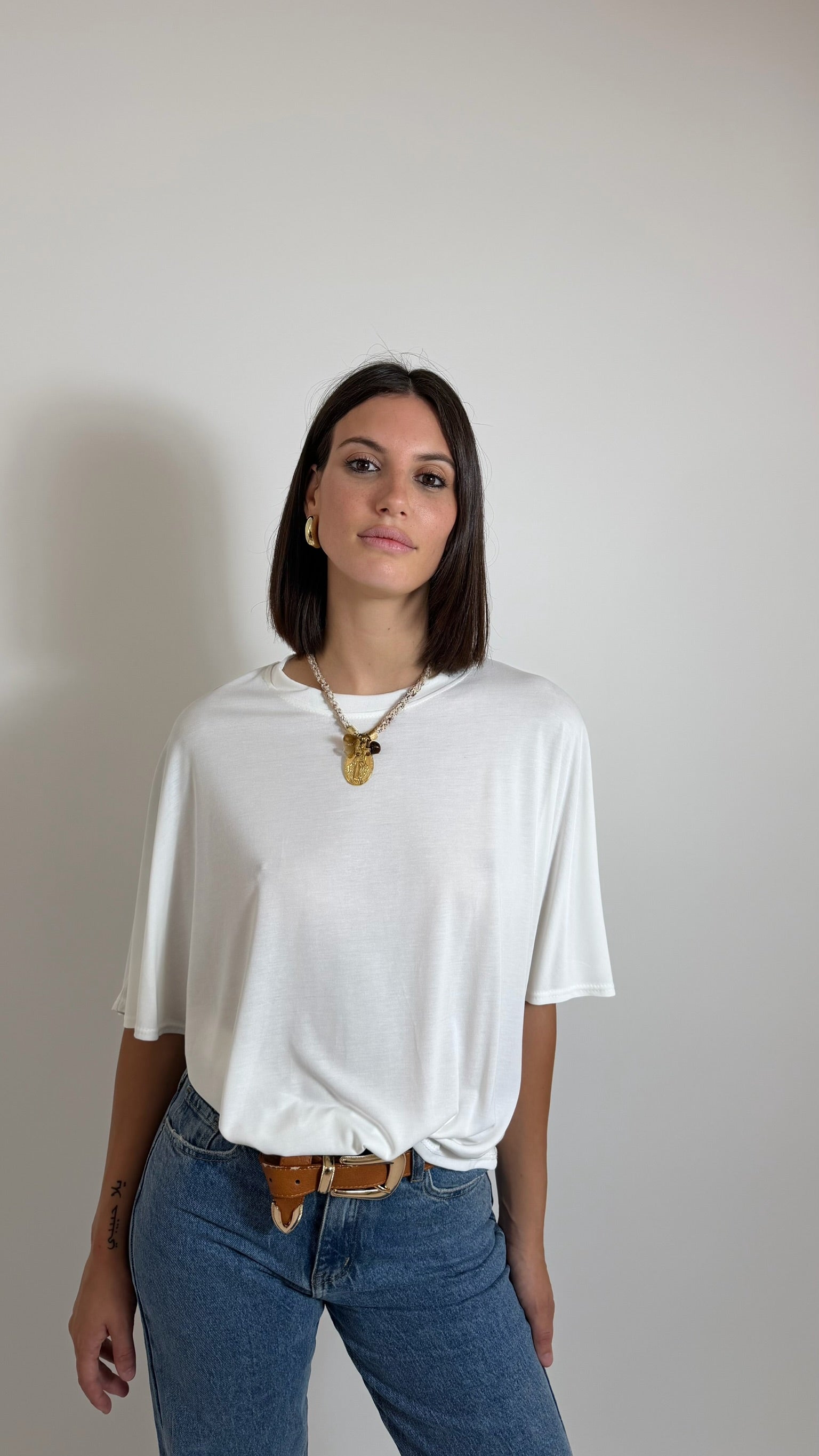 T-Shirt Soft Girocollo Bianca