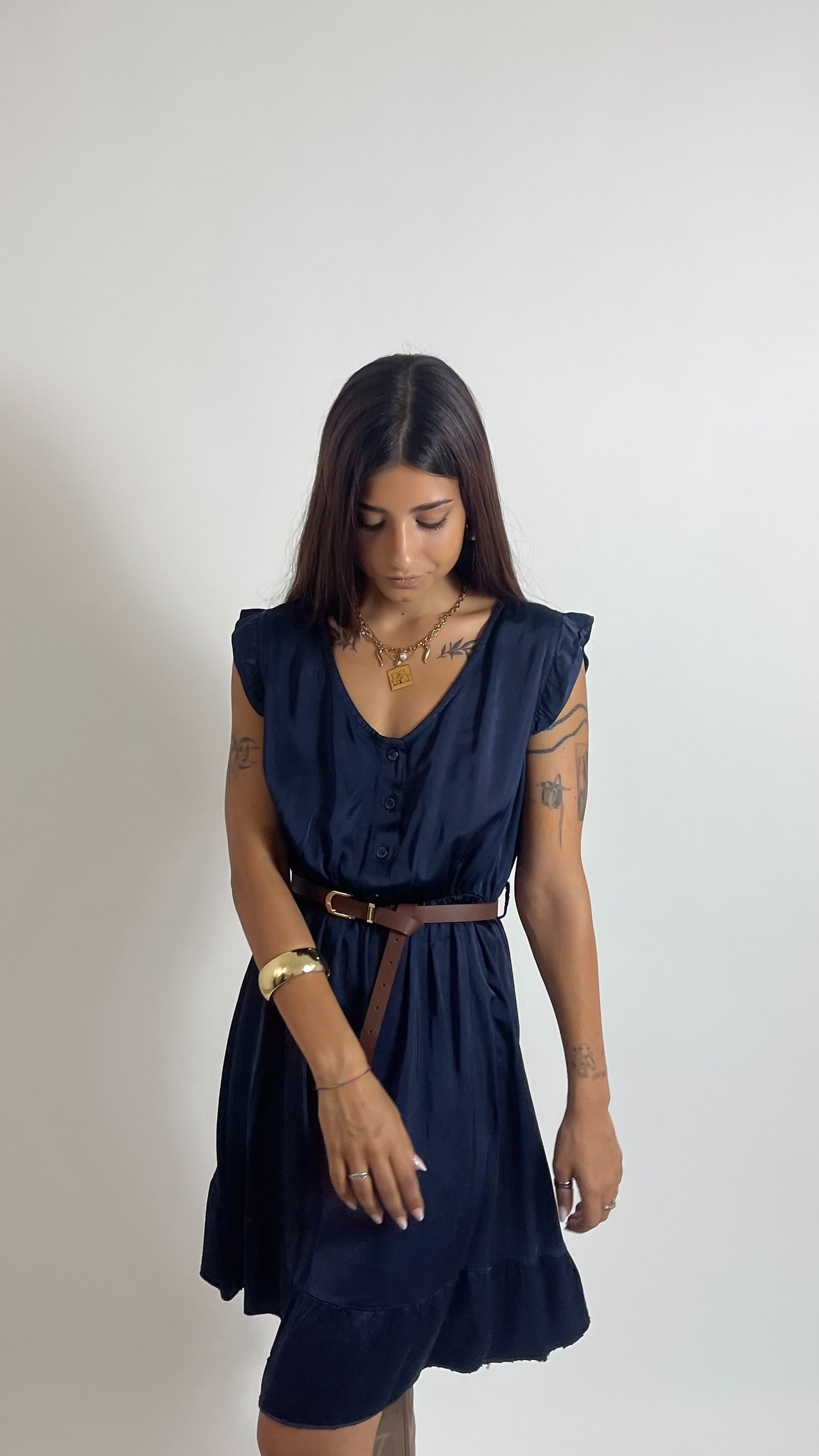 Mini Dress Soft Volant Blu