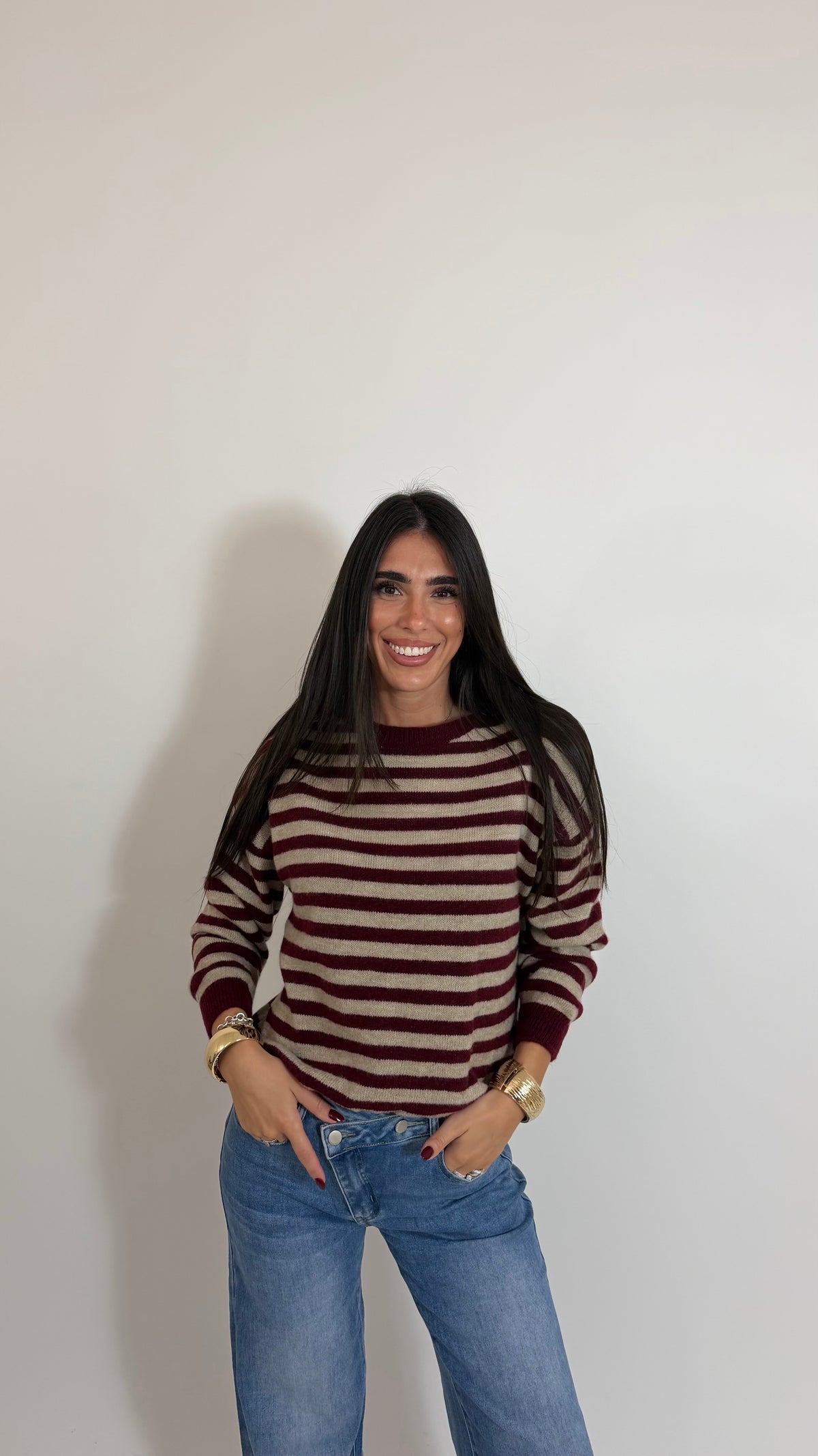 Pull Stripe Burgundy/Ecru
