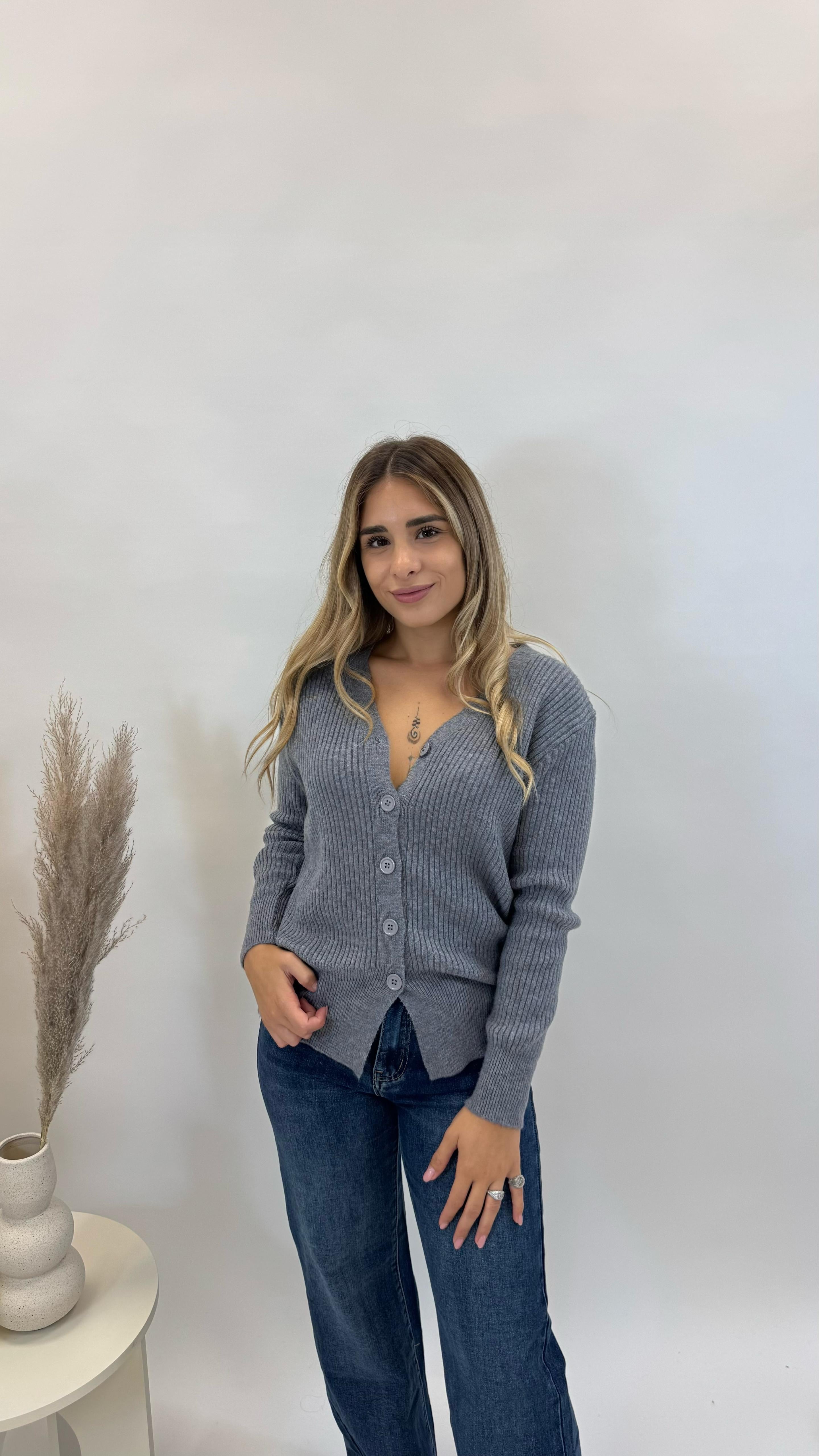 Cardigan Pull Grigio Perla