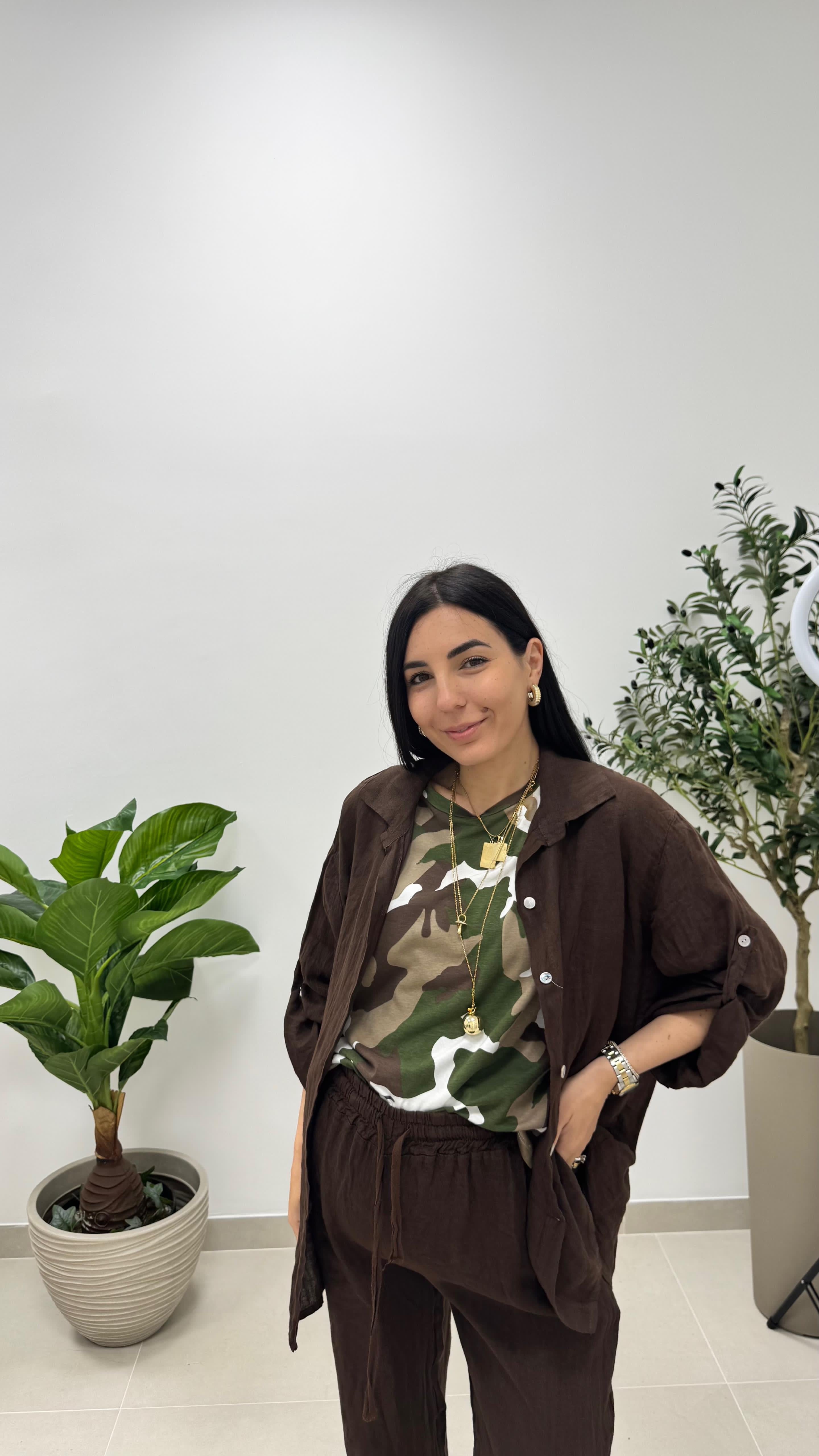 Camicia Lino Cioccolato