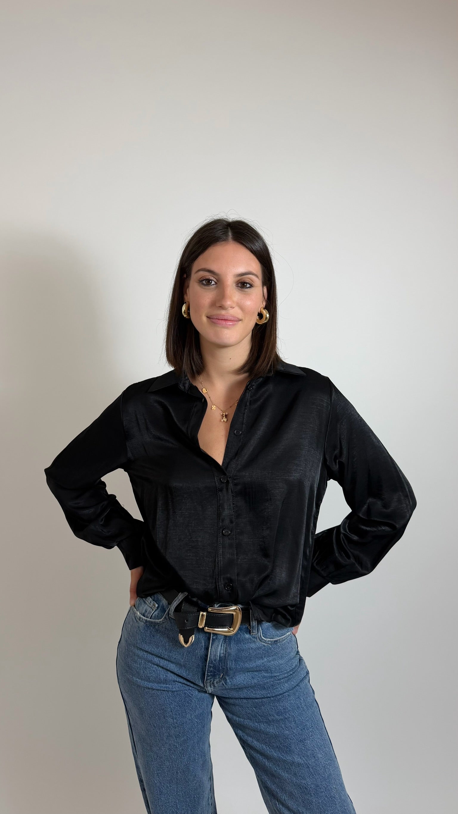 Camicia Basic Fluid Nera