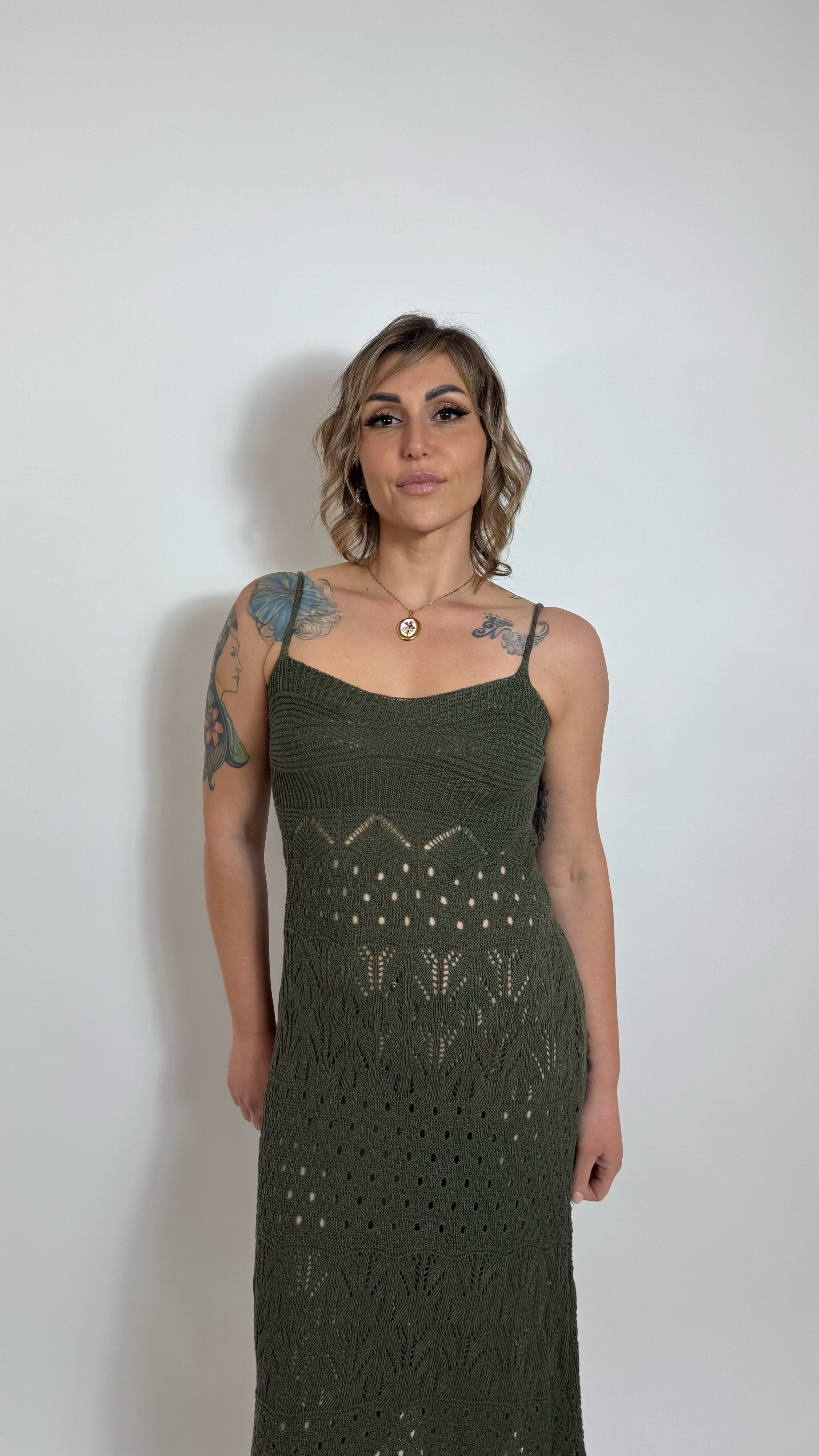Abito Panarea Crochet Minimal Verde Utility