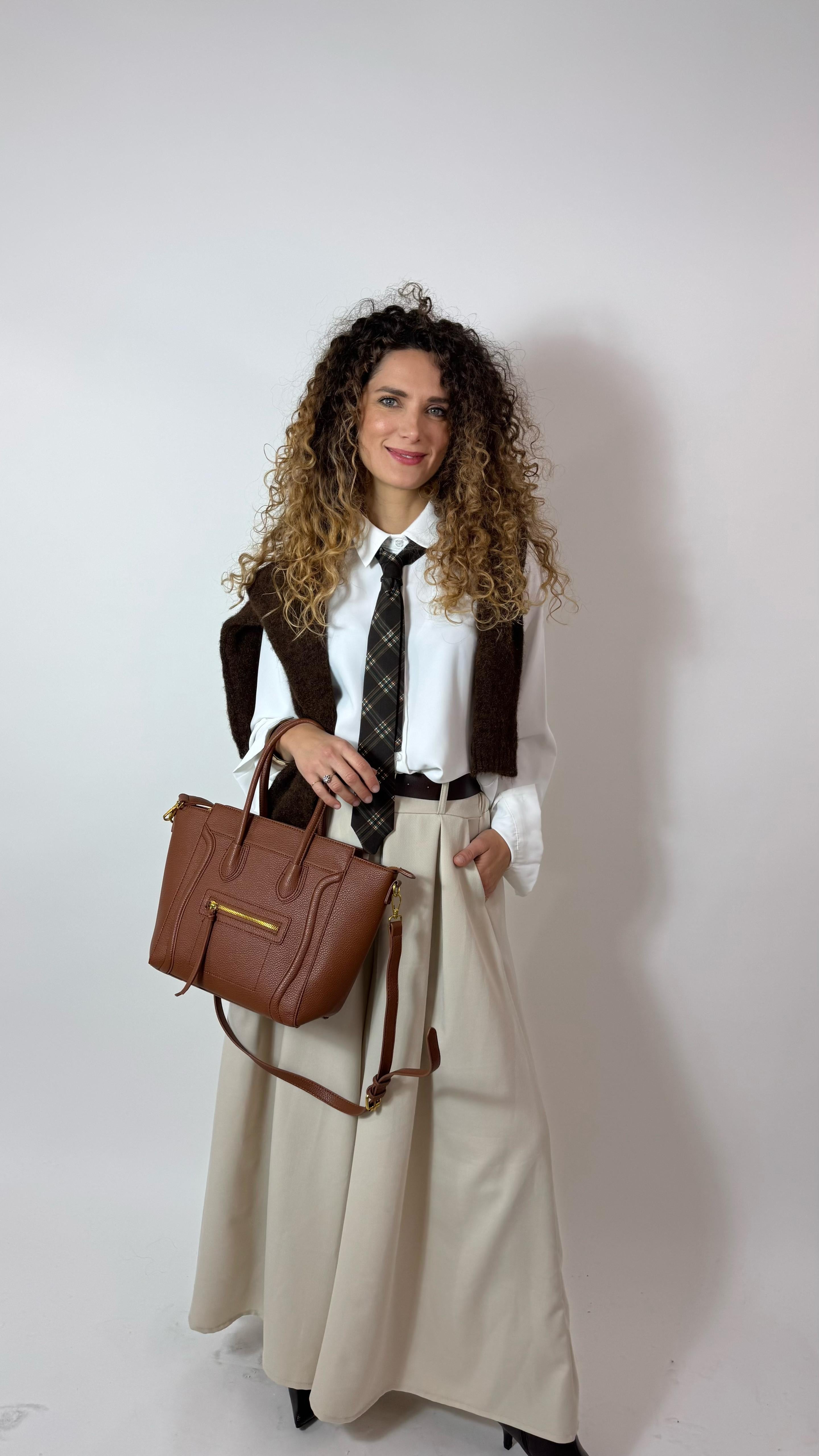 Camicia Con Cravatta Brown