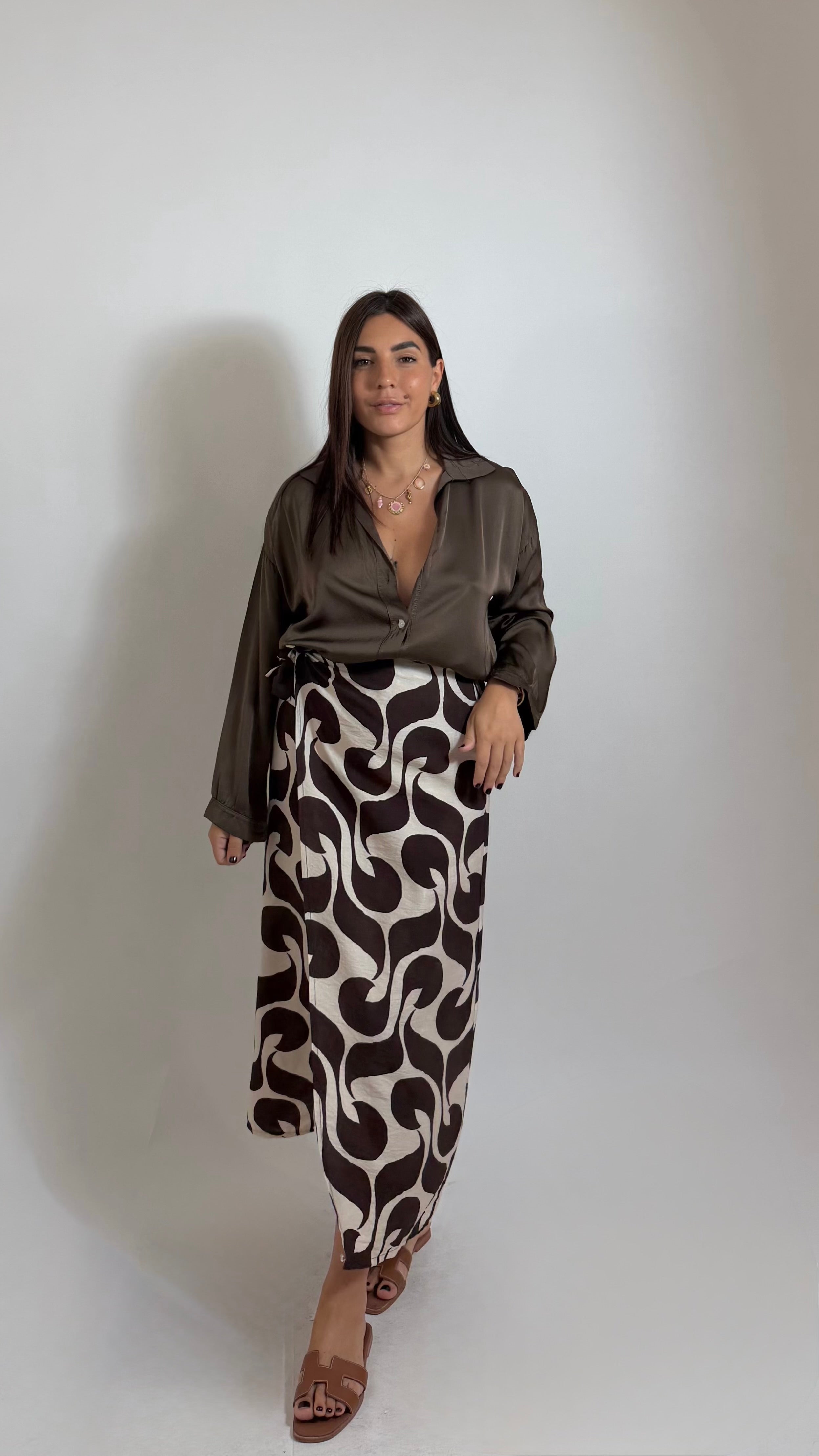 Gonna Pareo Midi Aesthetic Moka/White