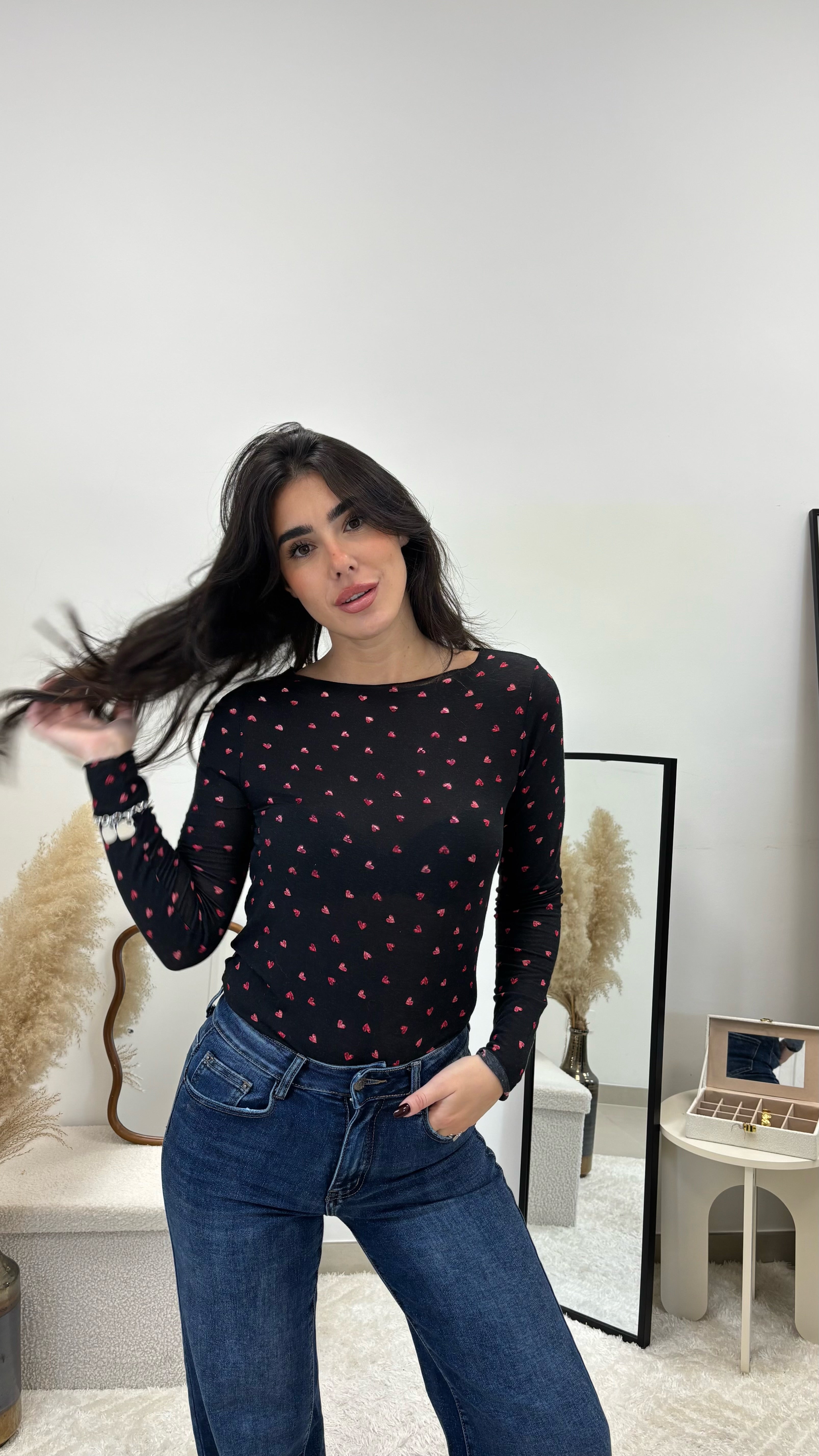 Maglia Cashmere Hearts Nera