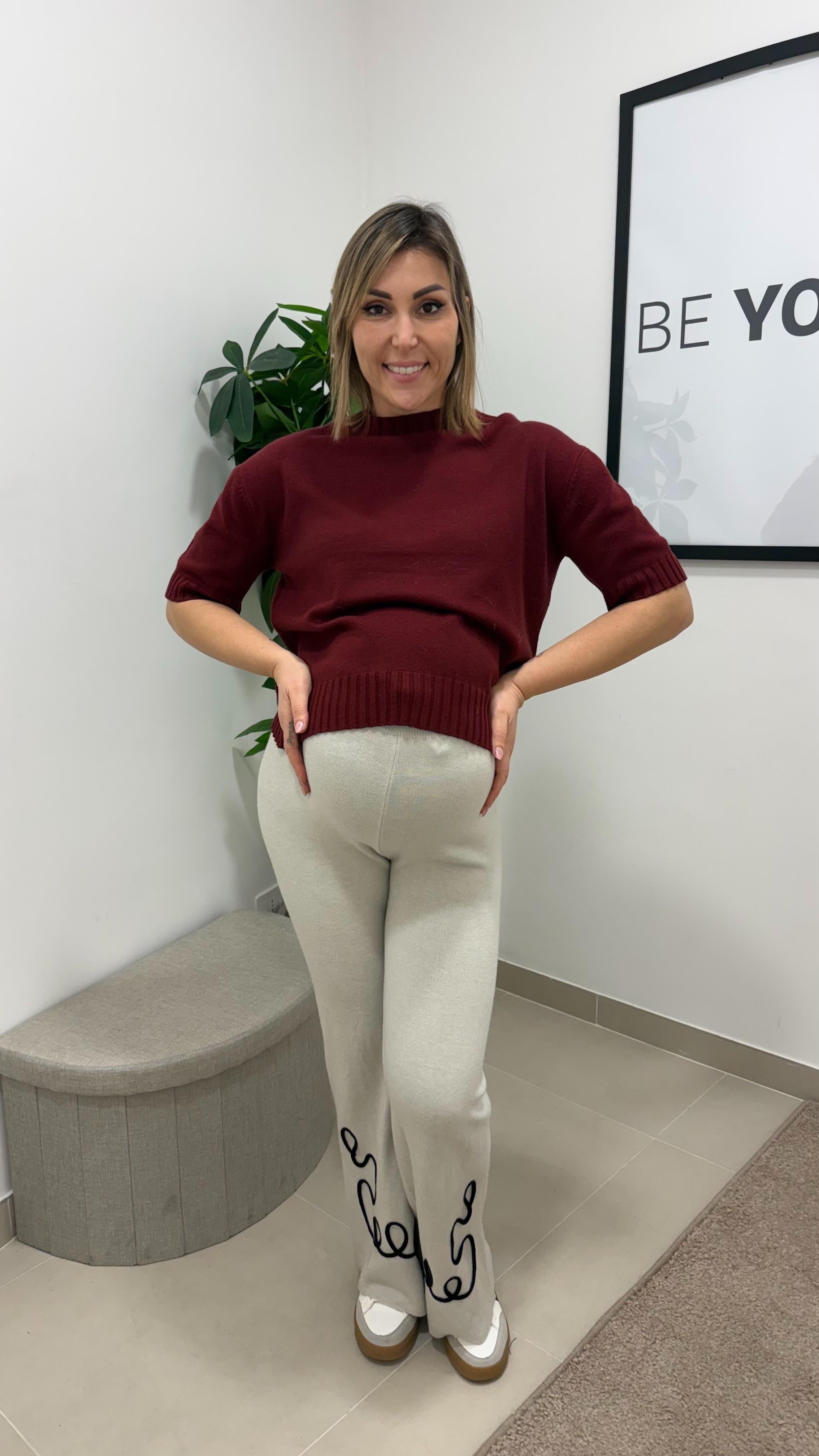 Pantalone Ricami Burro