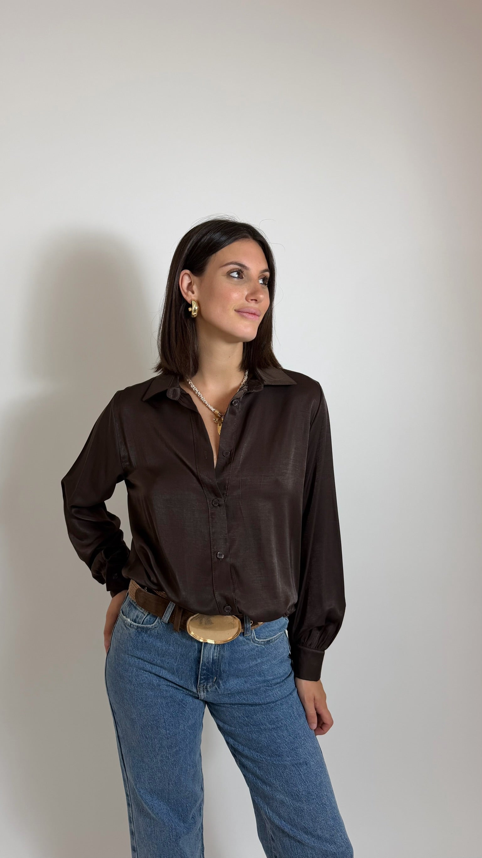 Camicia Basic Fluid Choco