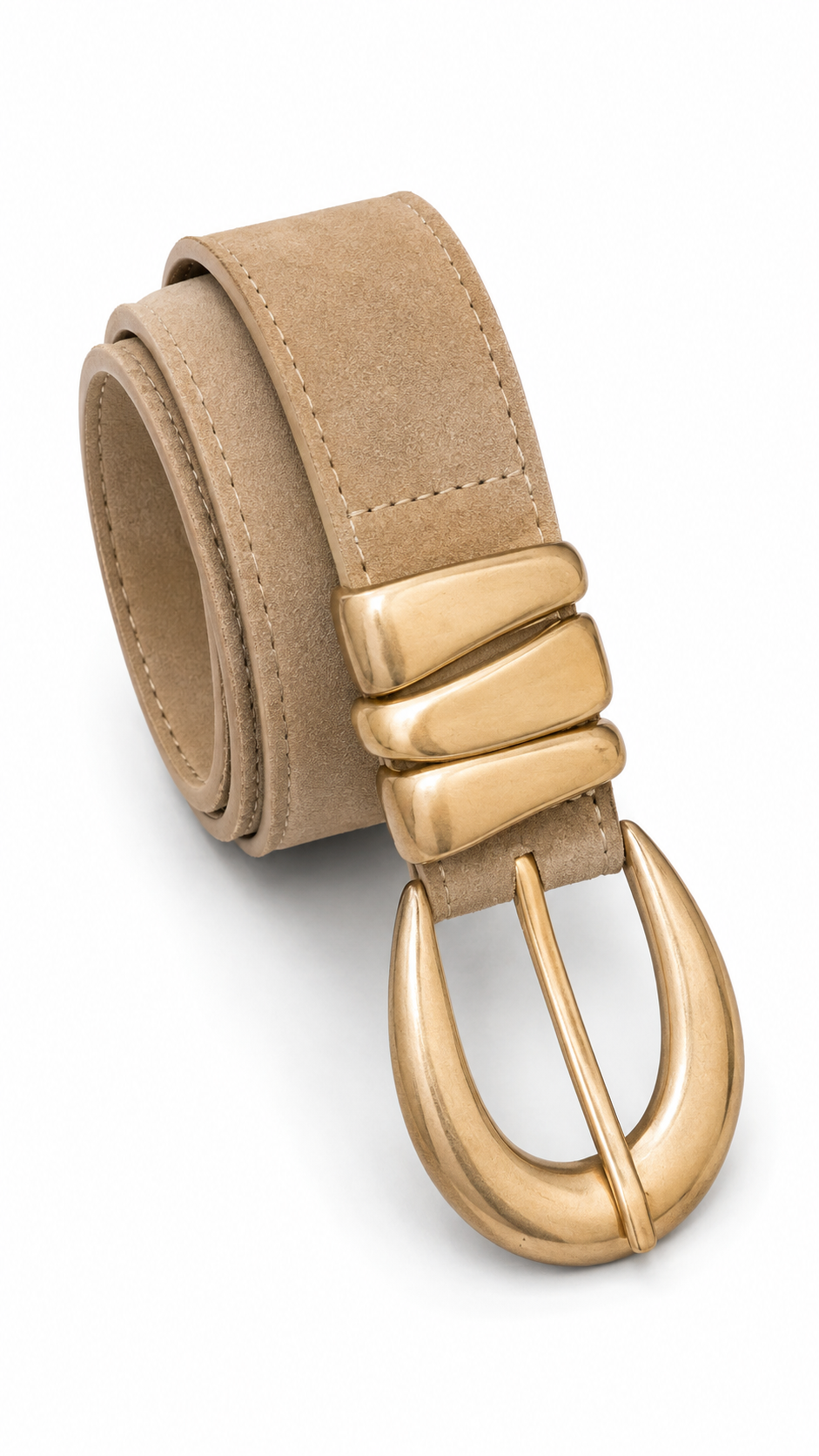 Cintura Suede Gold Buckle Ecru