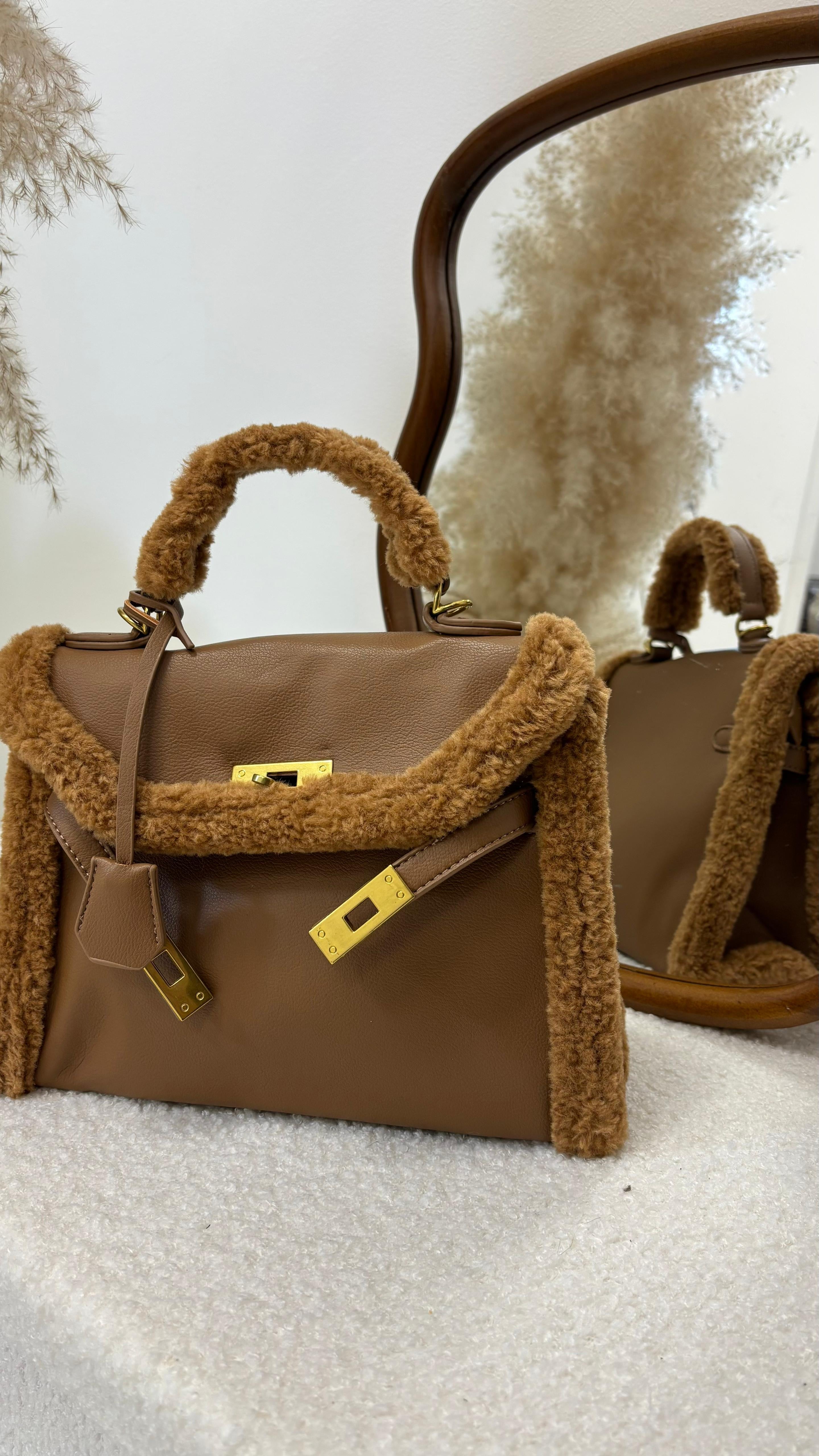 Mini Kelly Bag Ecofur Camel