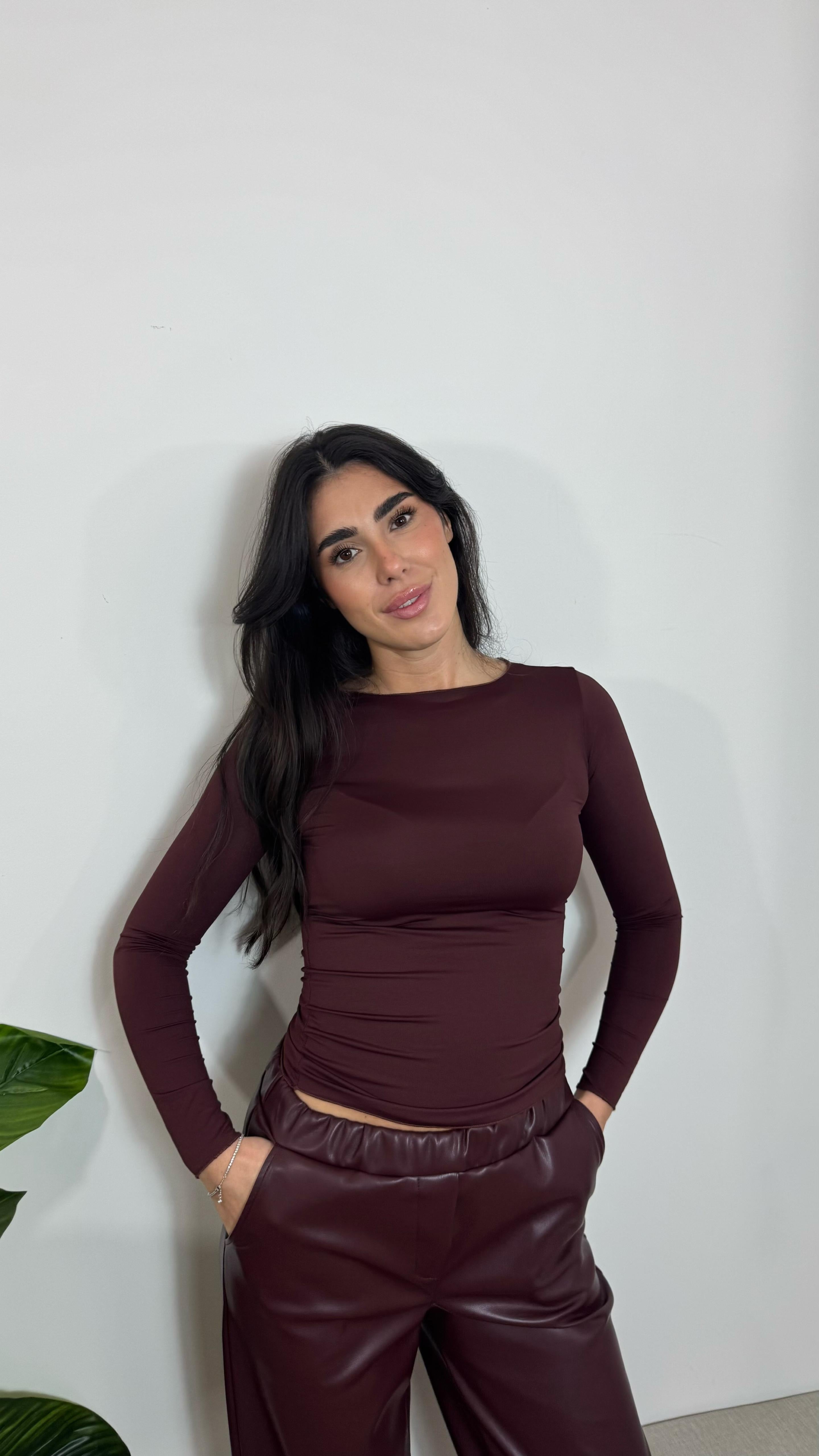 Maglia Basic Lycra Girocollo Burgundy