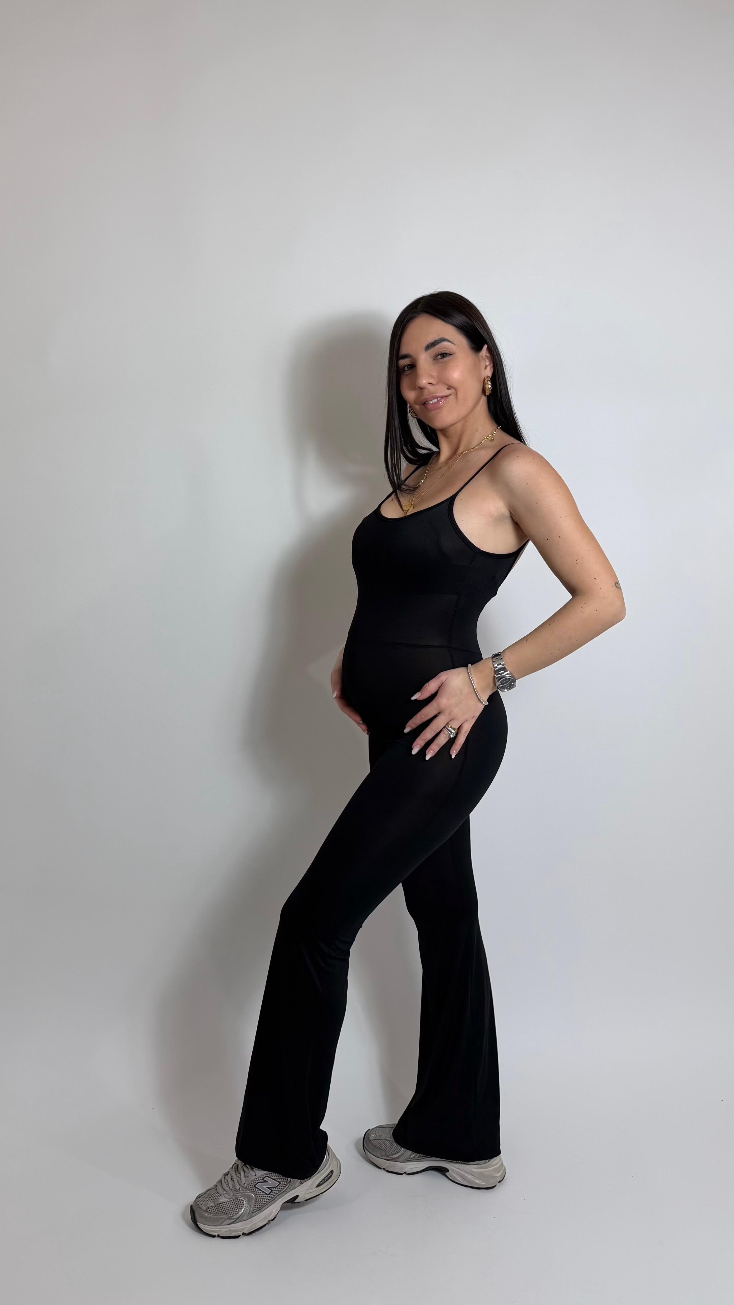 Jumpsuit Second Skin - Bretella Sottile - Flare / Nera