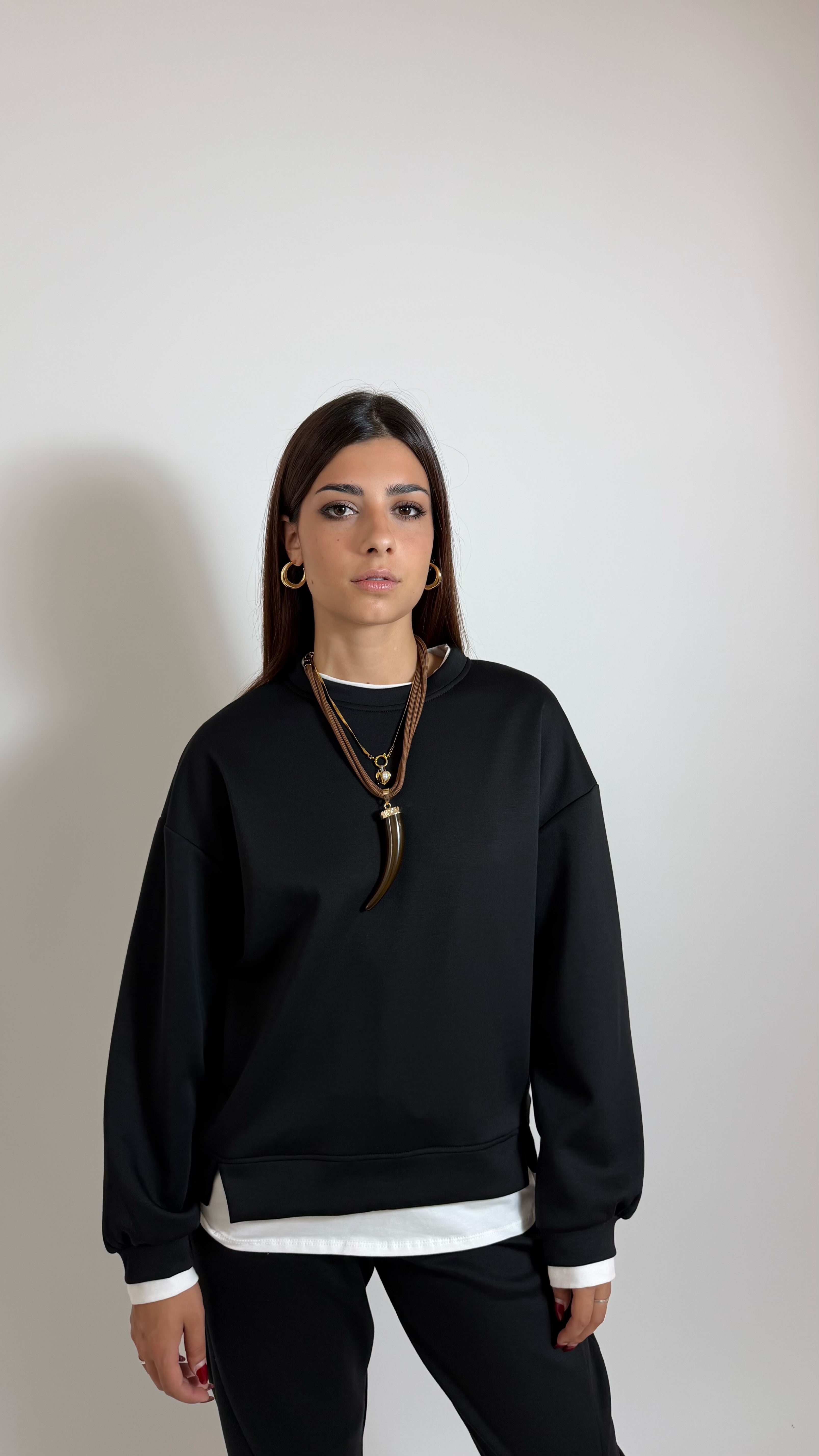 Felpa Con Maglia Over Nera