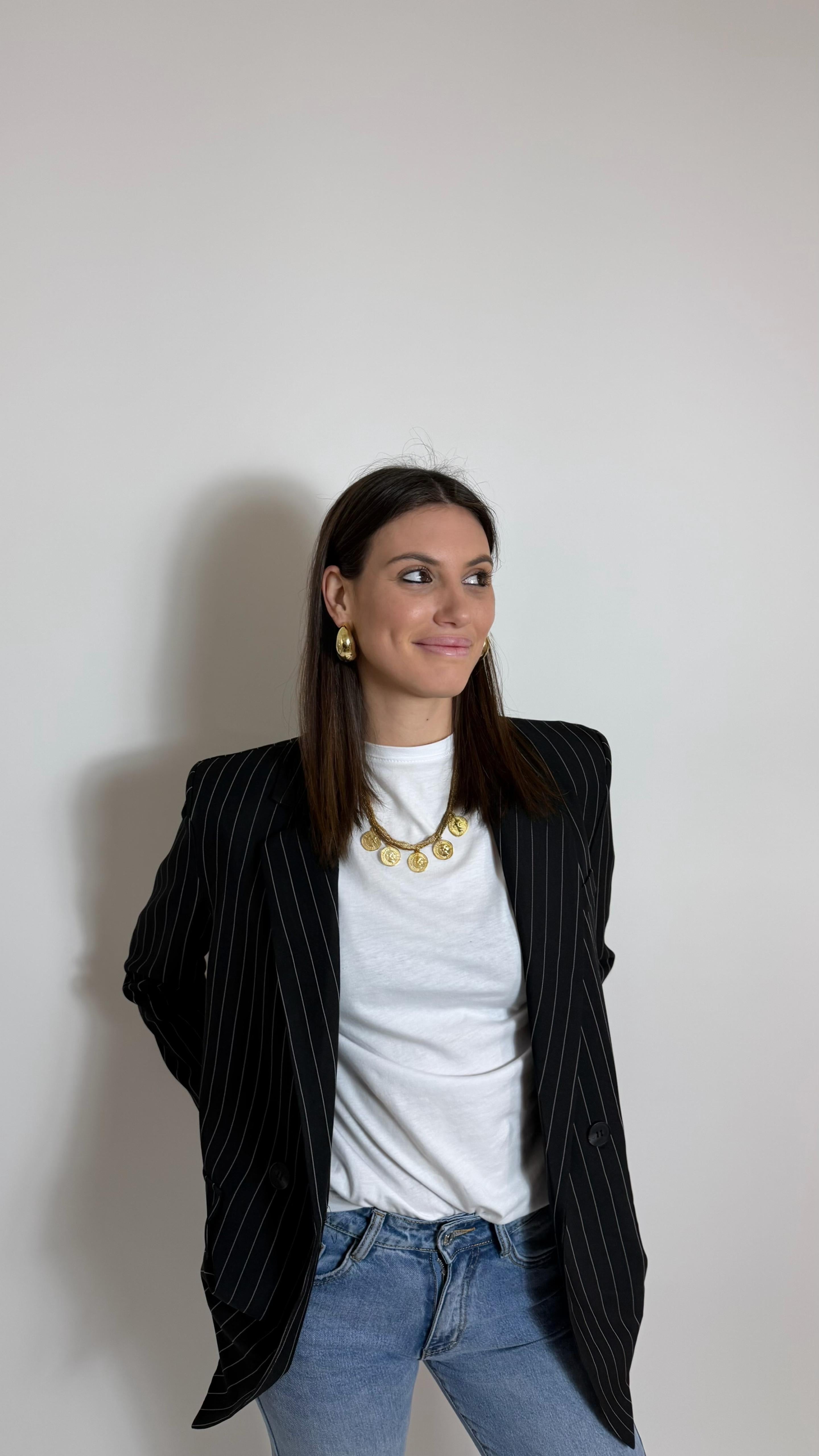 Giacca Gesso Doppiopetto Nera