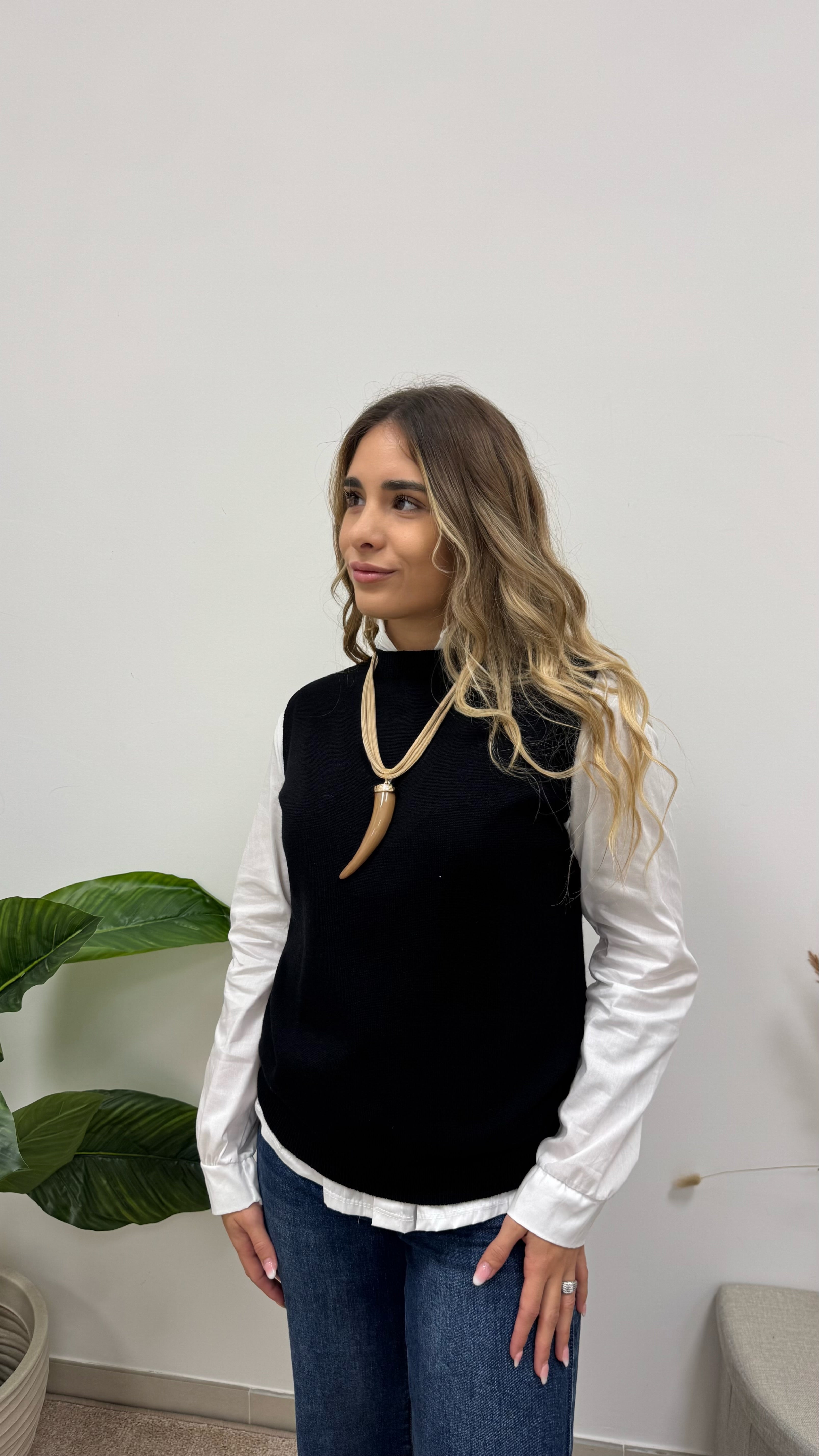 Pull Gilet Soft Layer Nero