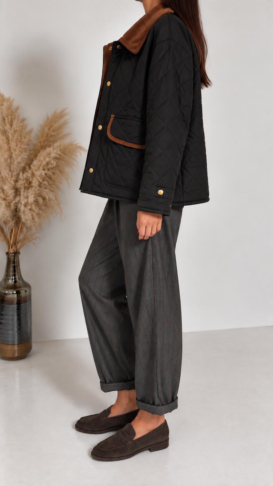 Pantalone Gessato Barrel Grey