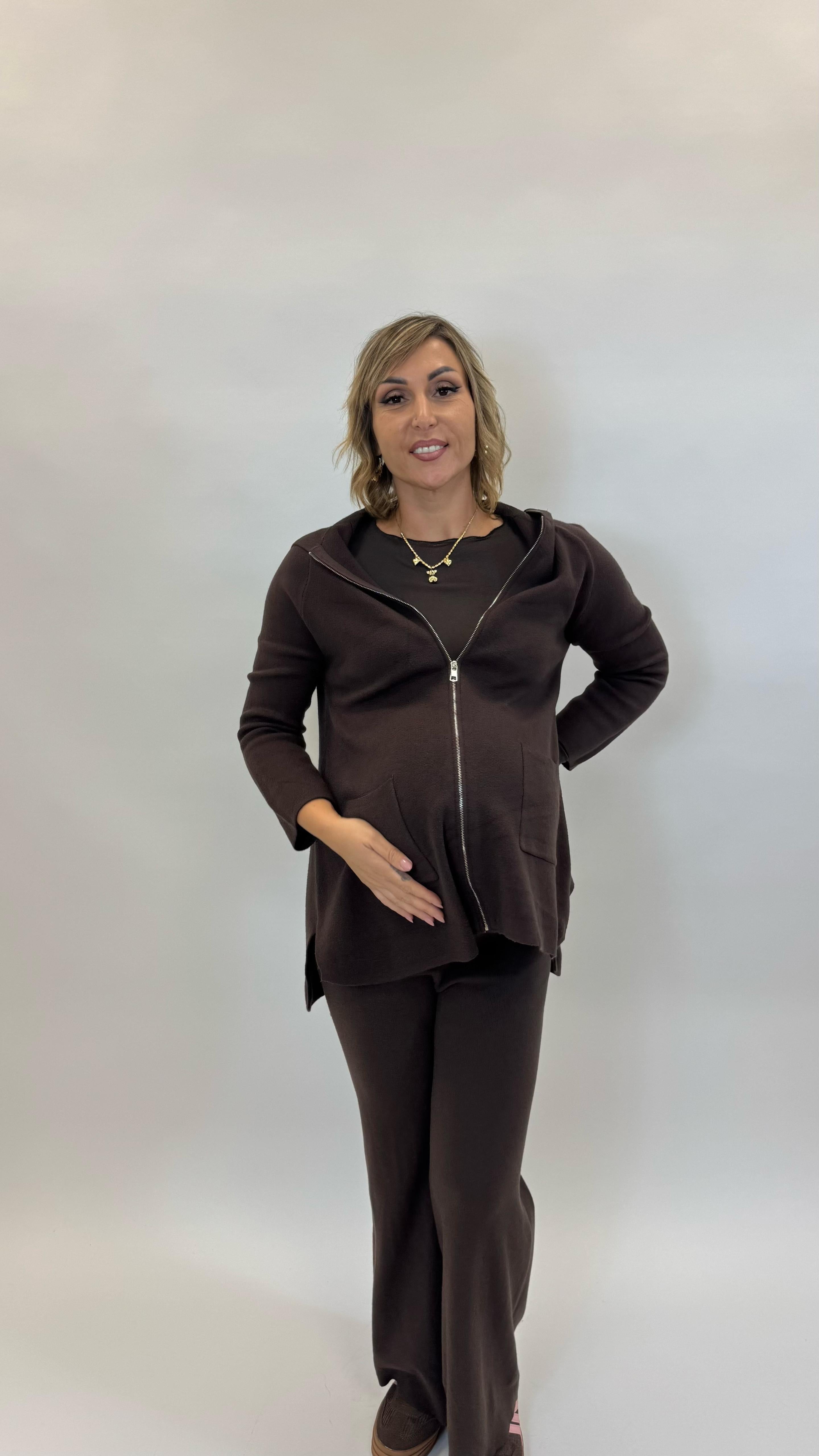 Maxi Pull con Zip Choco