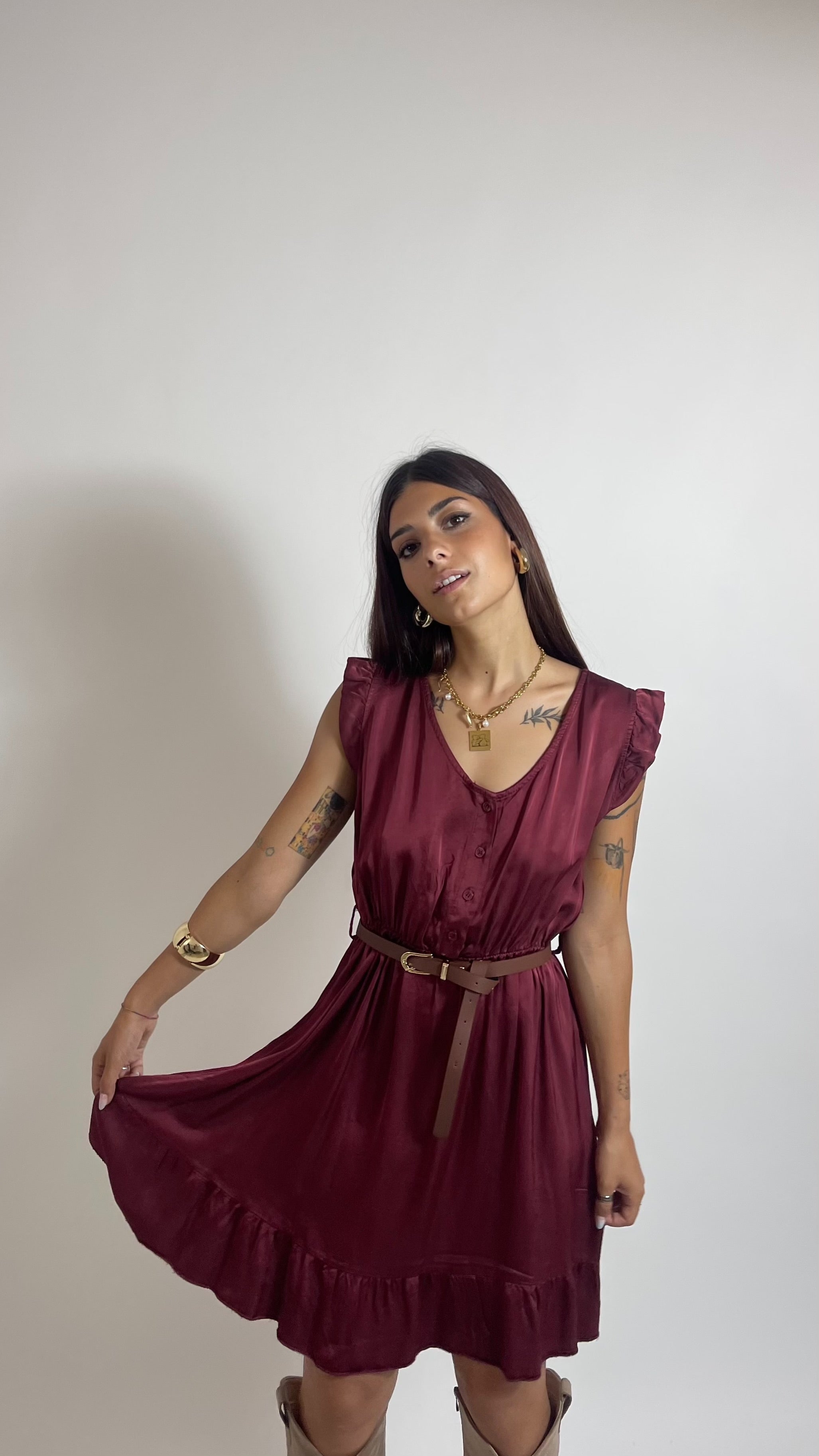 Mini Dress Soft Volant Rosso India