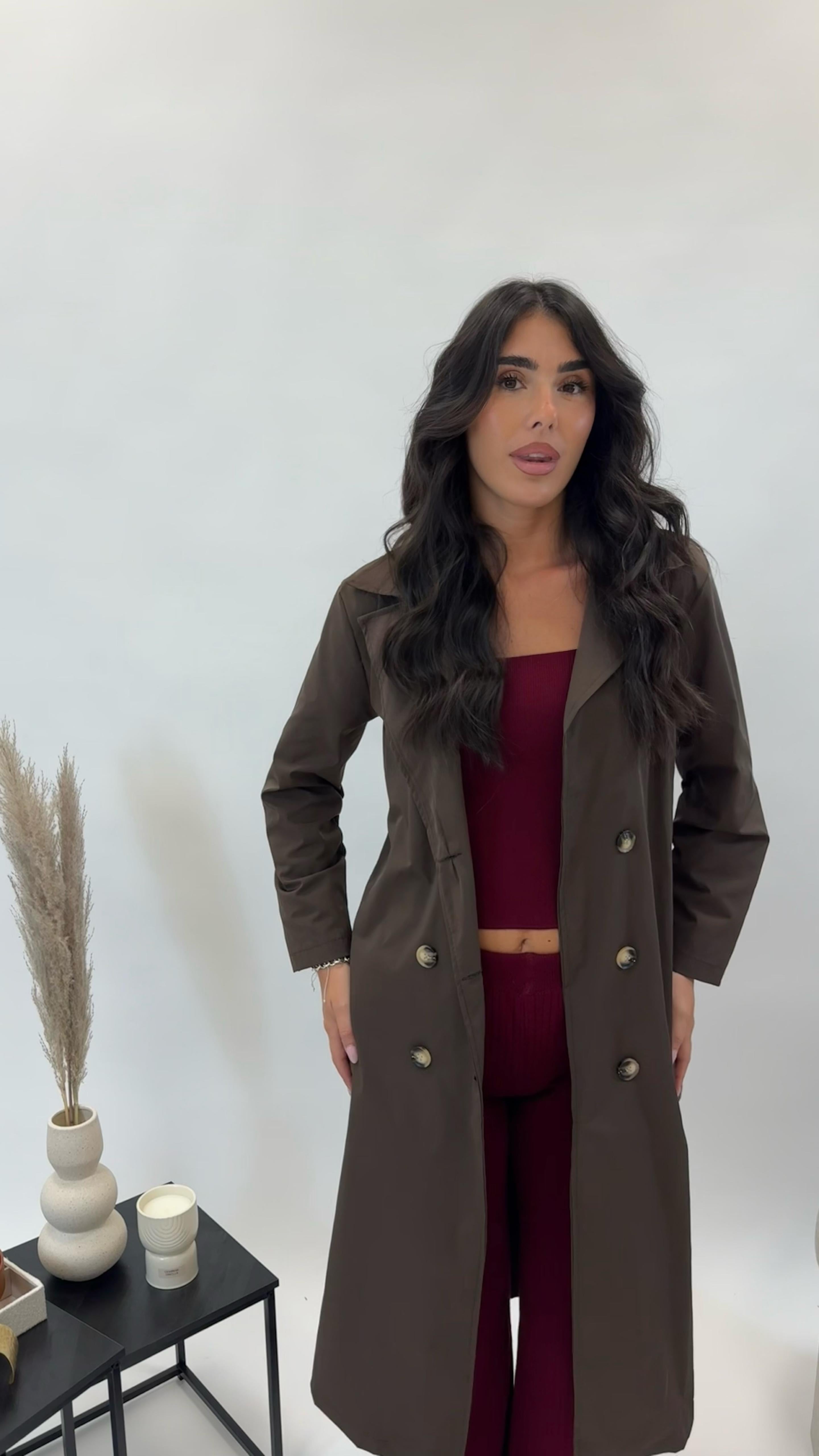 Set con Top in Maglia a Coste Burgundy