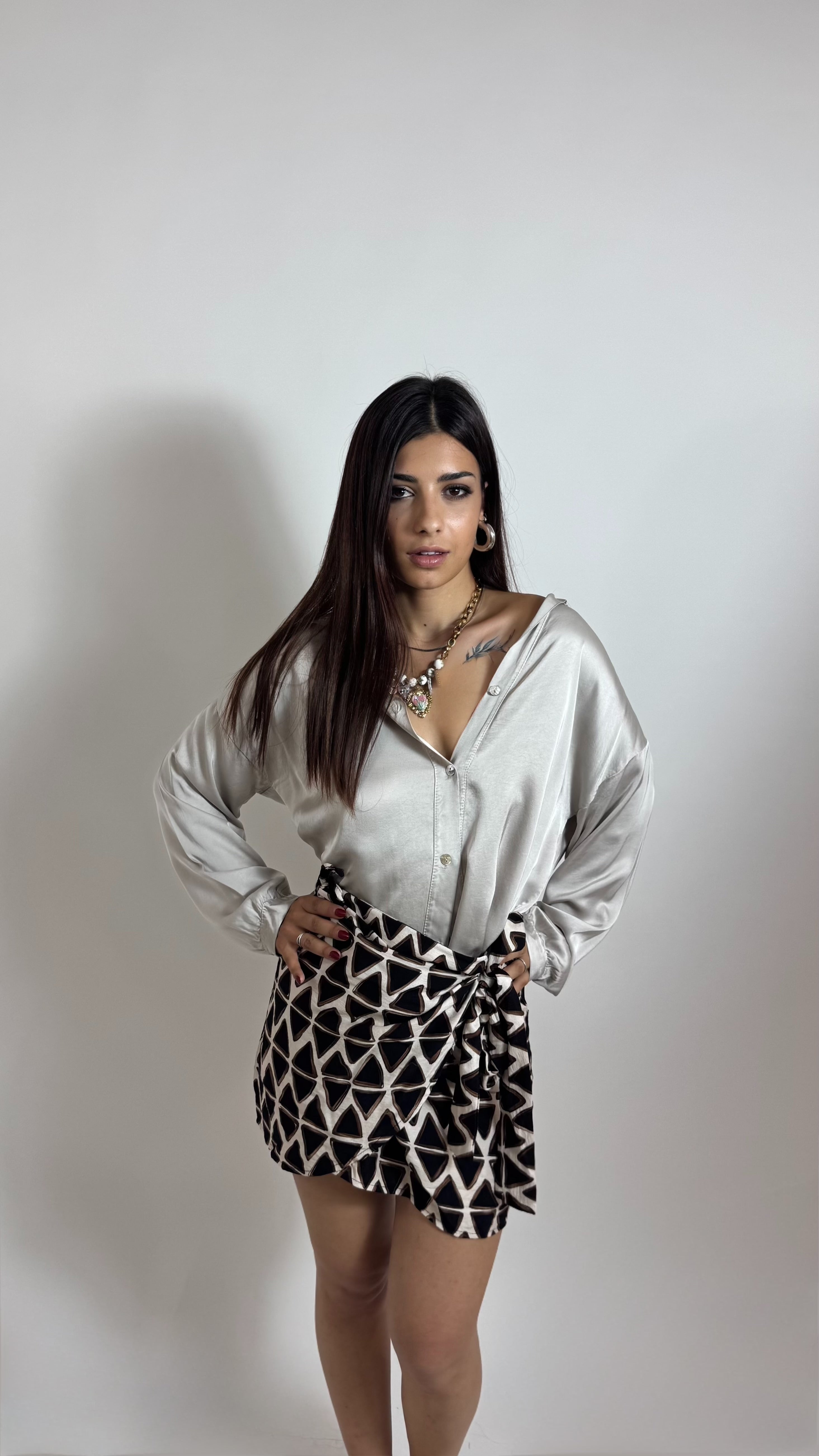 Mini Gonna Pareo Aesthetic Moka/White