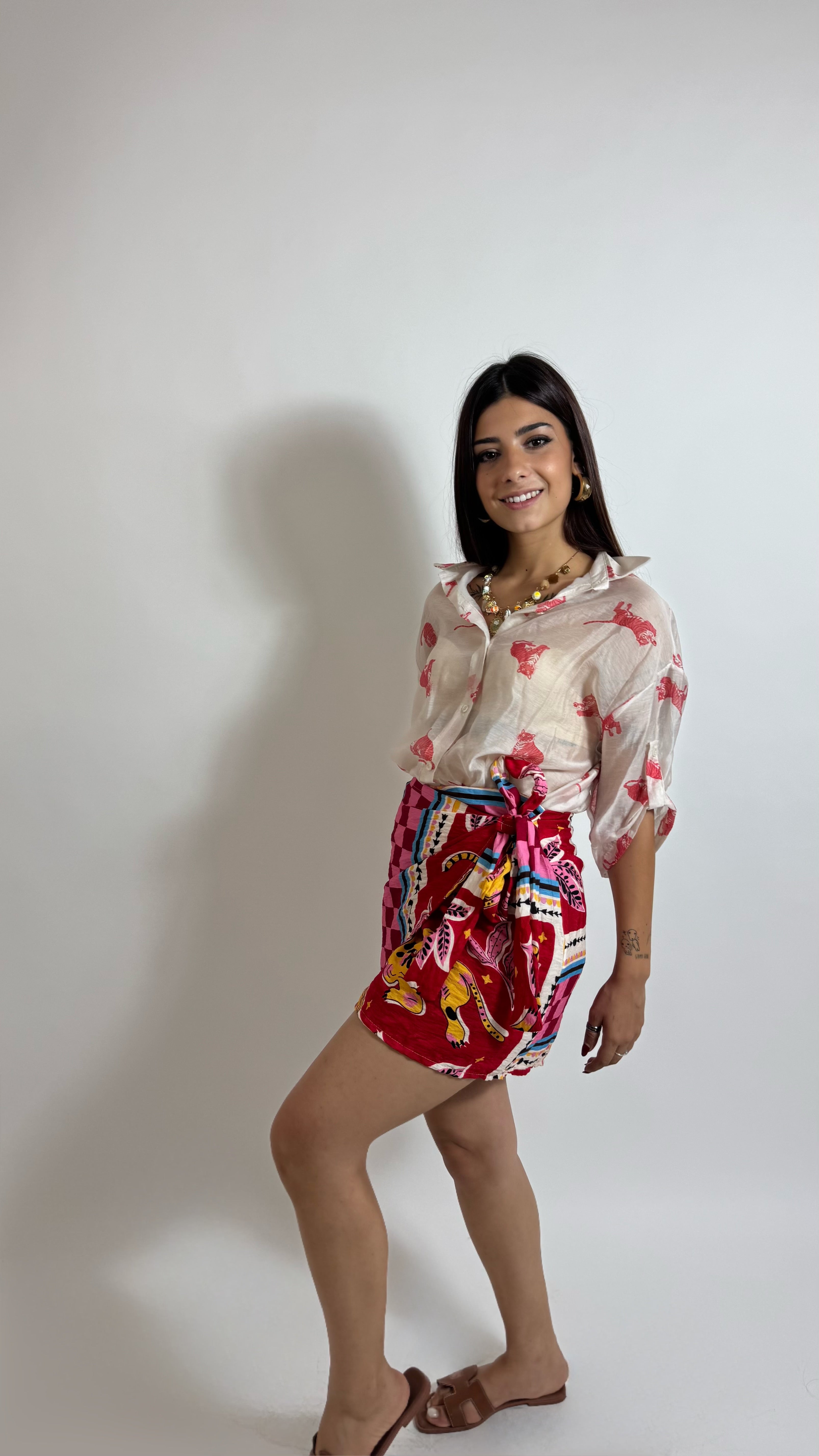 Mini Gonna Pareo Scacchi Pink/Red