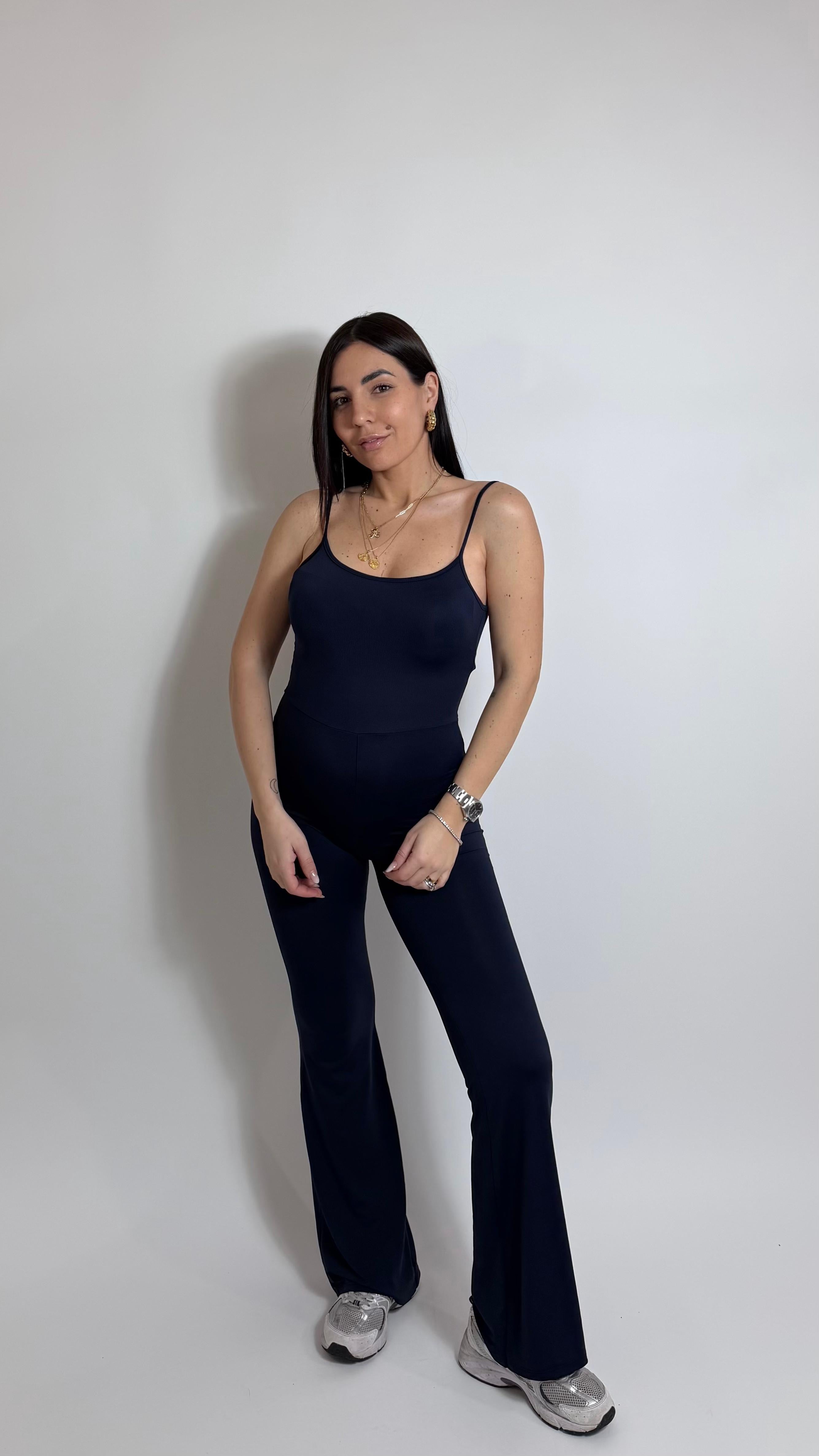 Jumpsuit Second Skin - Bretella Sottile - Flare / Blu Notte