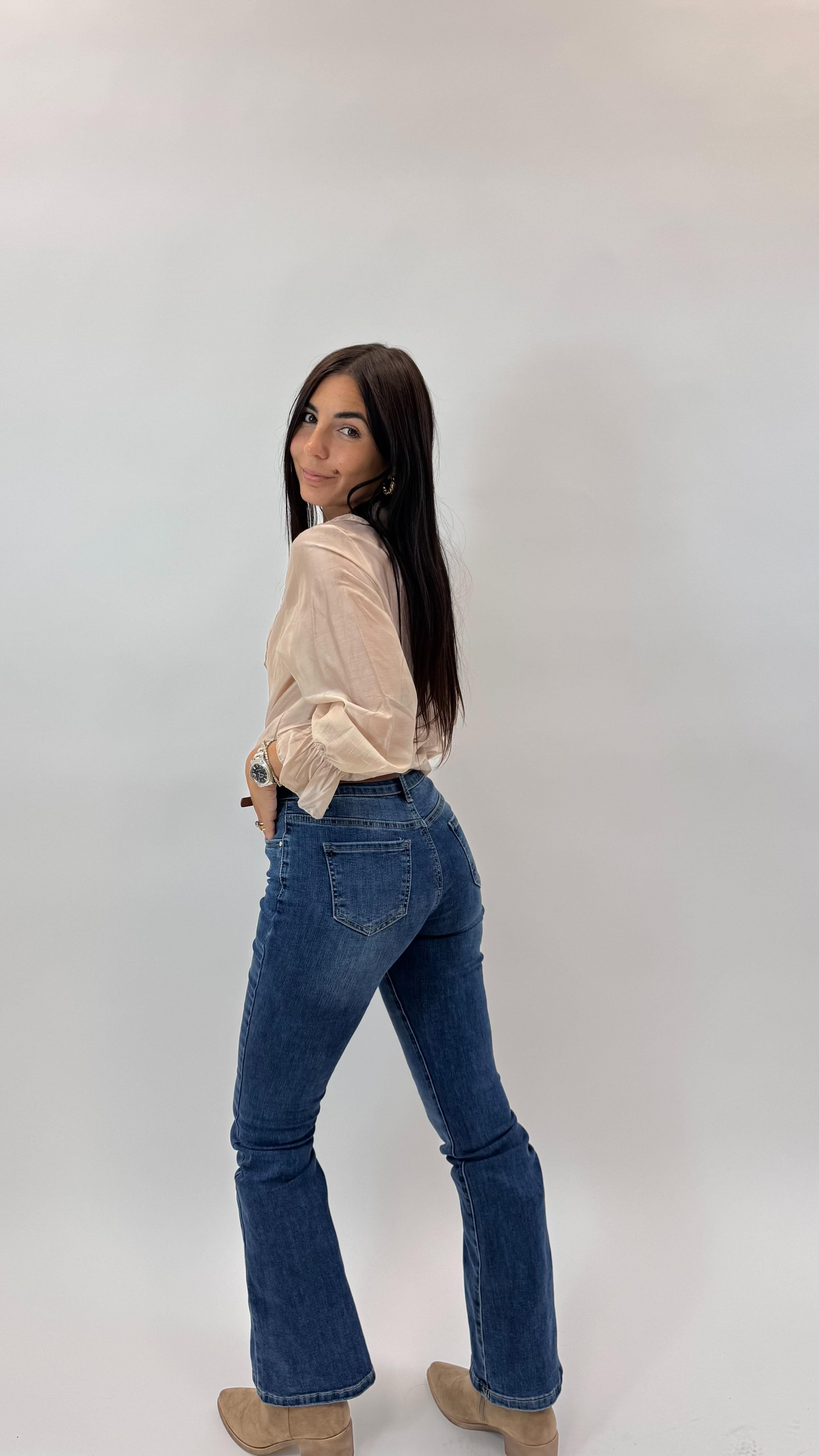 Jeans Zampa Lavaggio Medio Cinta Inclusa
