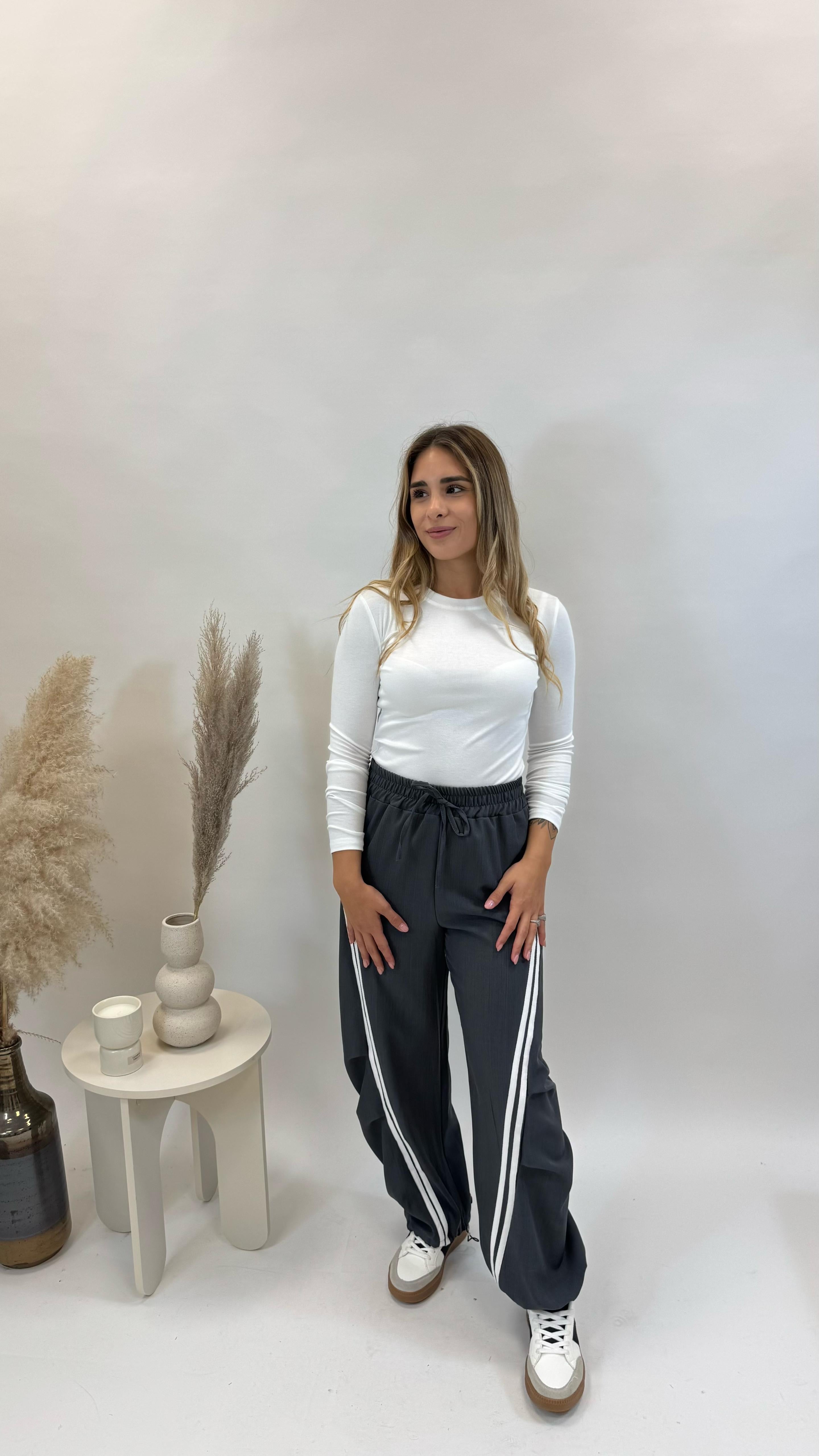 Panta Jogger Banda Laterale Antracite