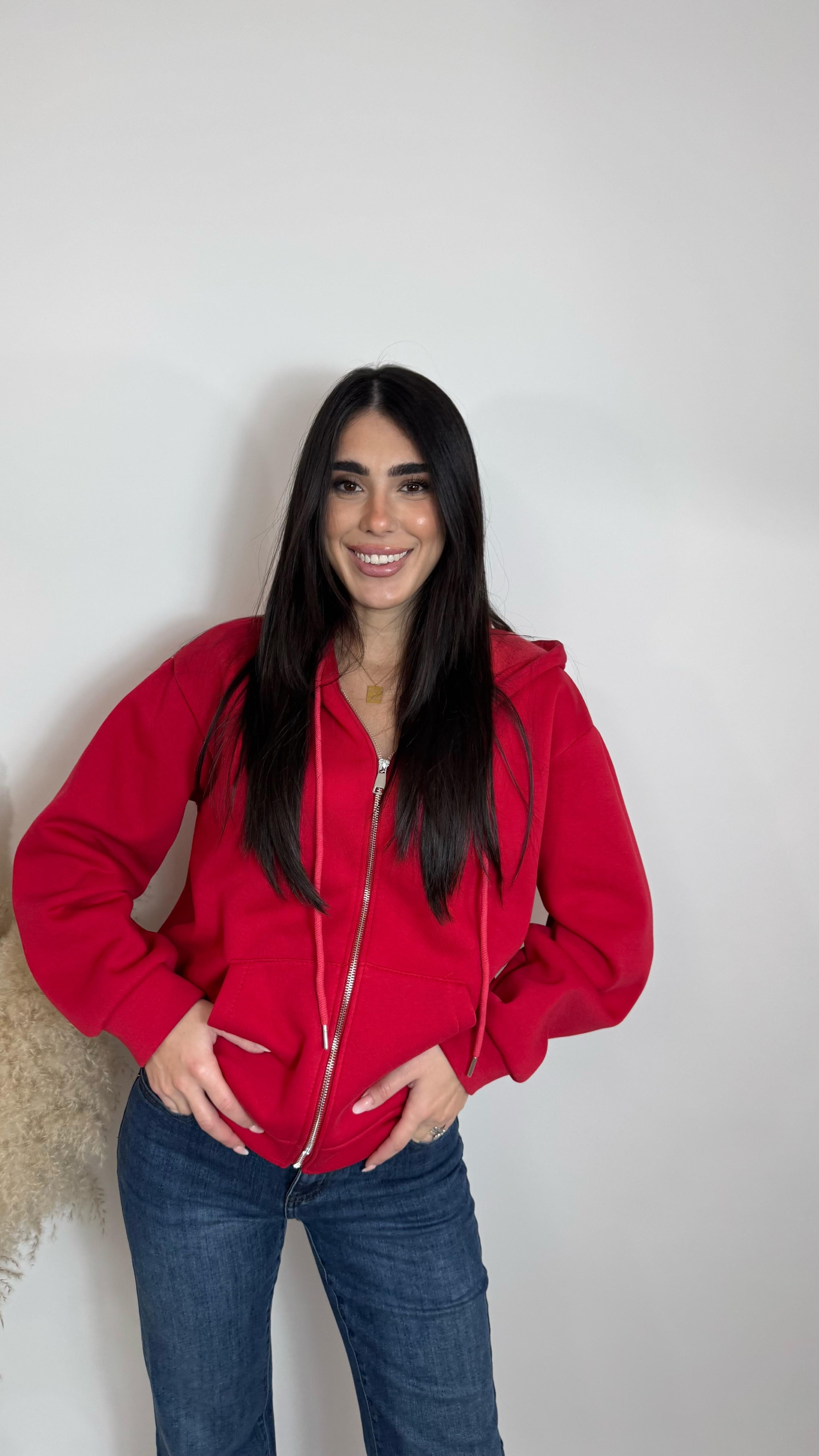Felpa Comfy con zip Red