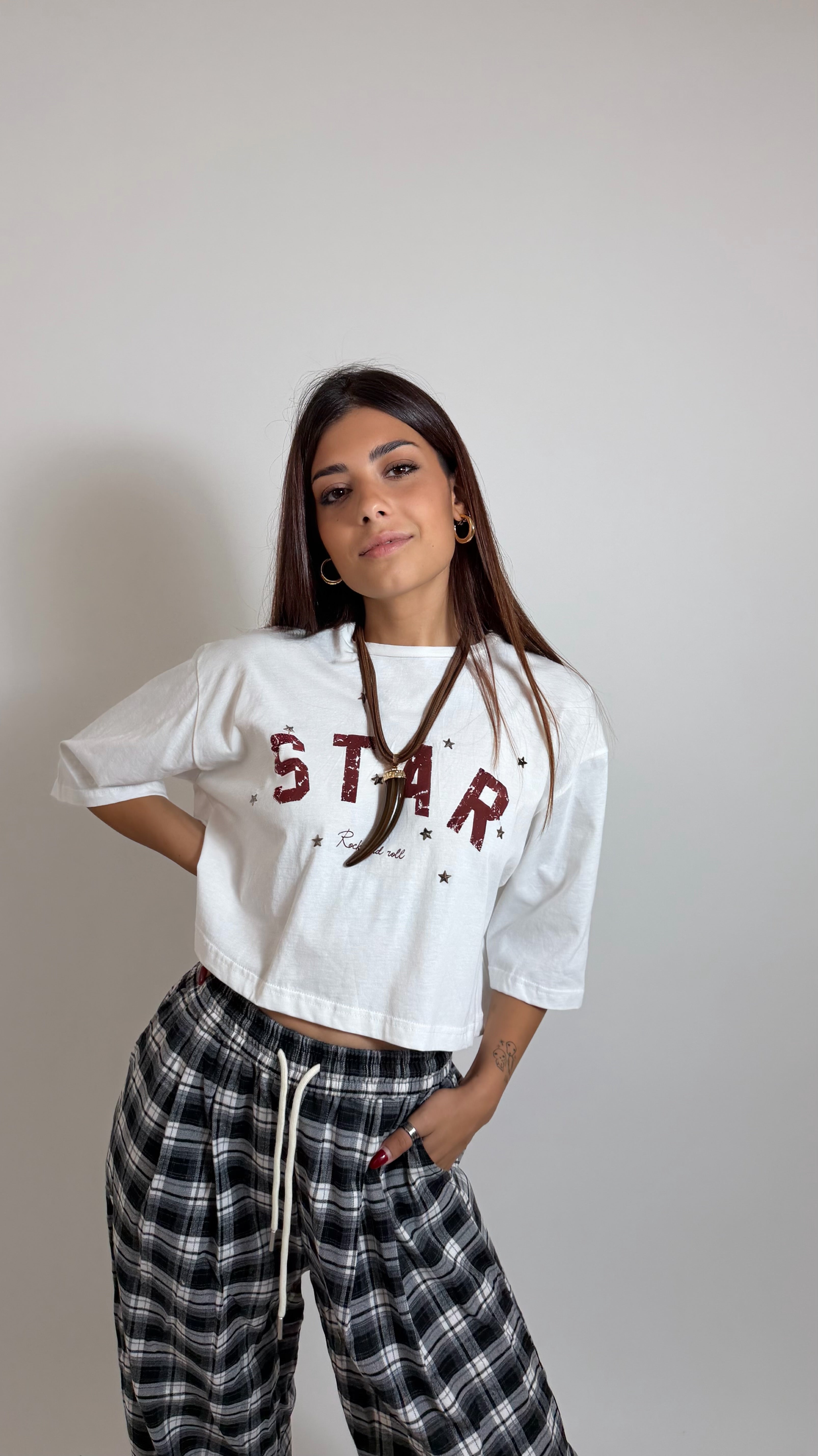 Pantalone Check Relax Nero