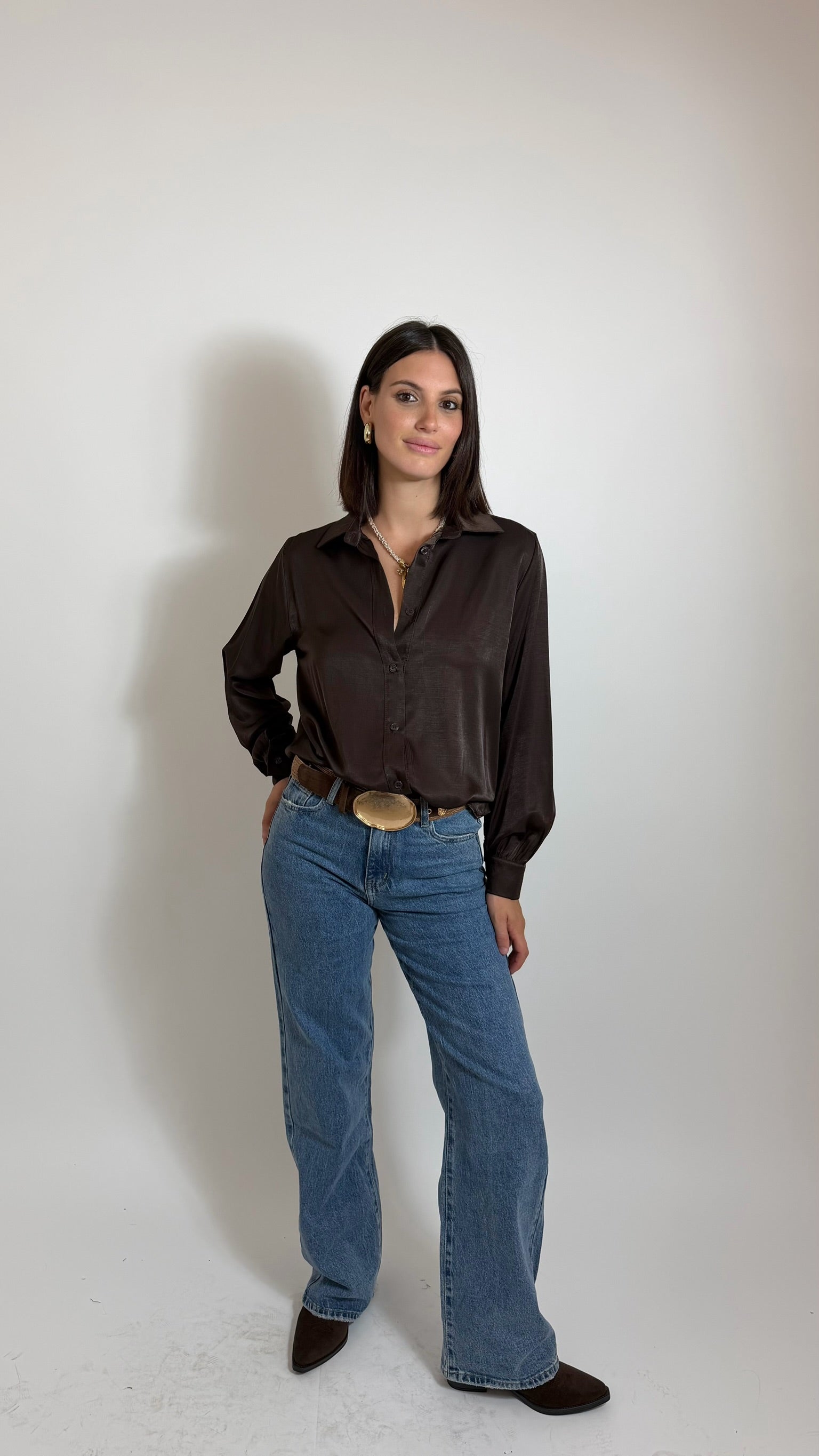 Camicia Basic Fluid Choco