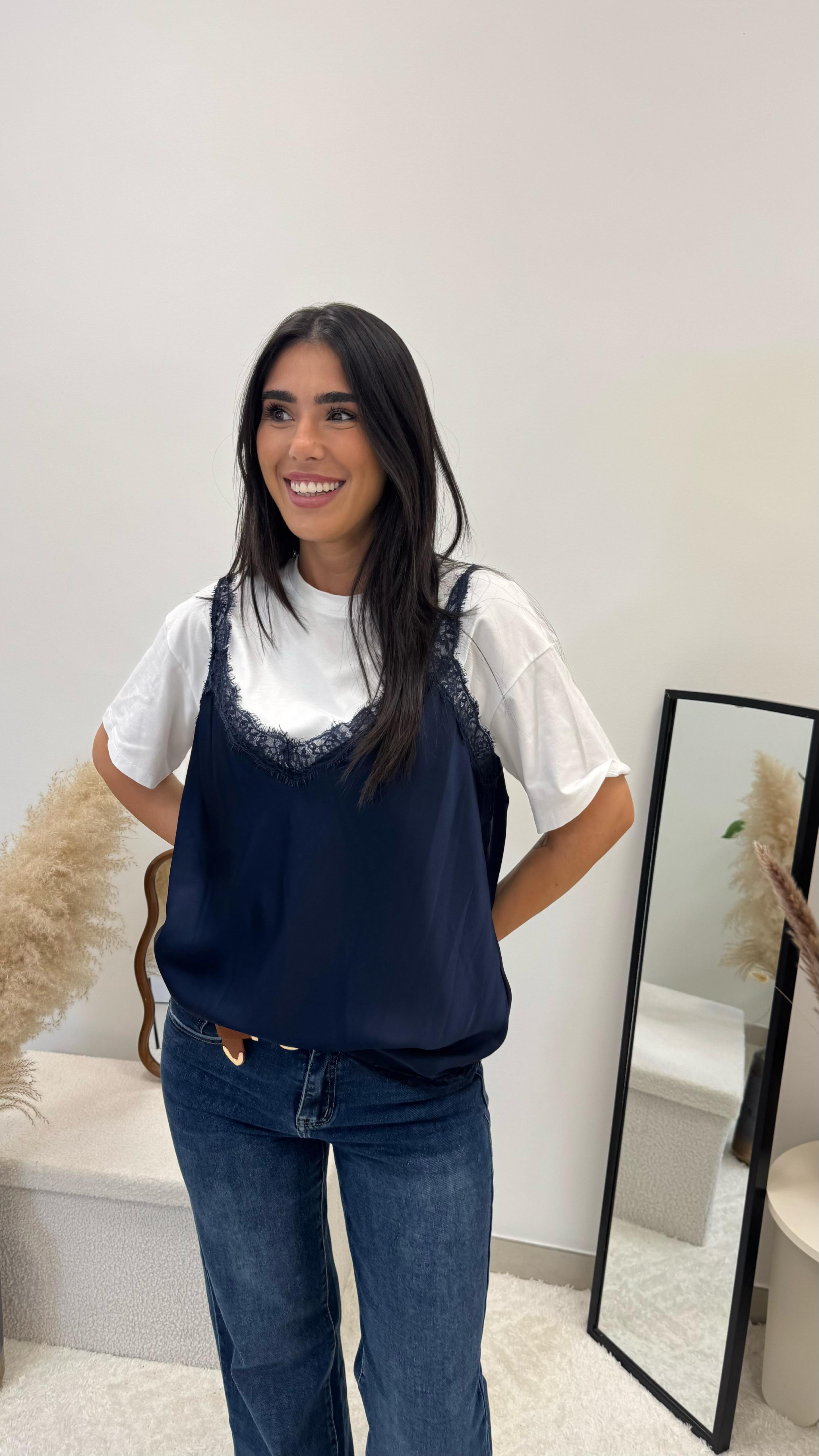 Top Silk&Lace Blu Notte