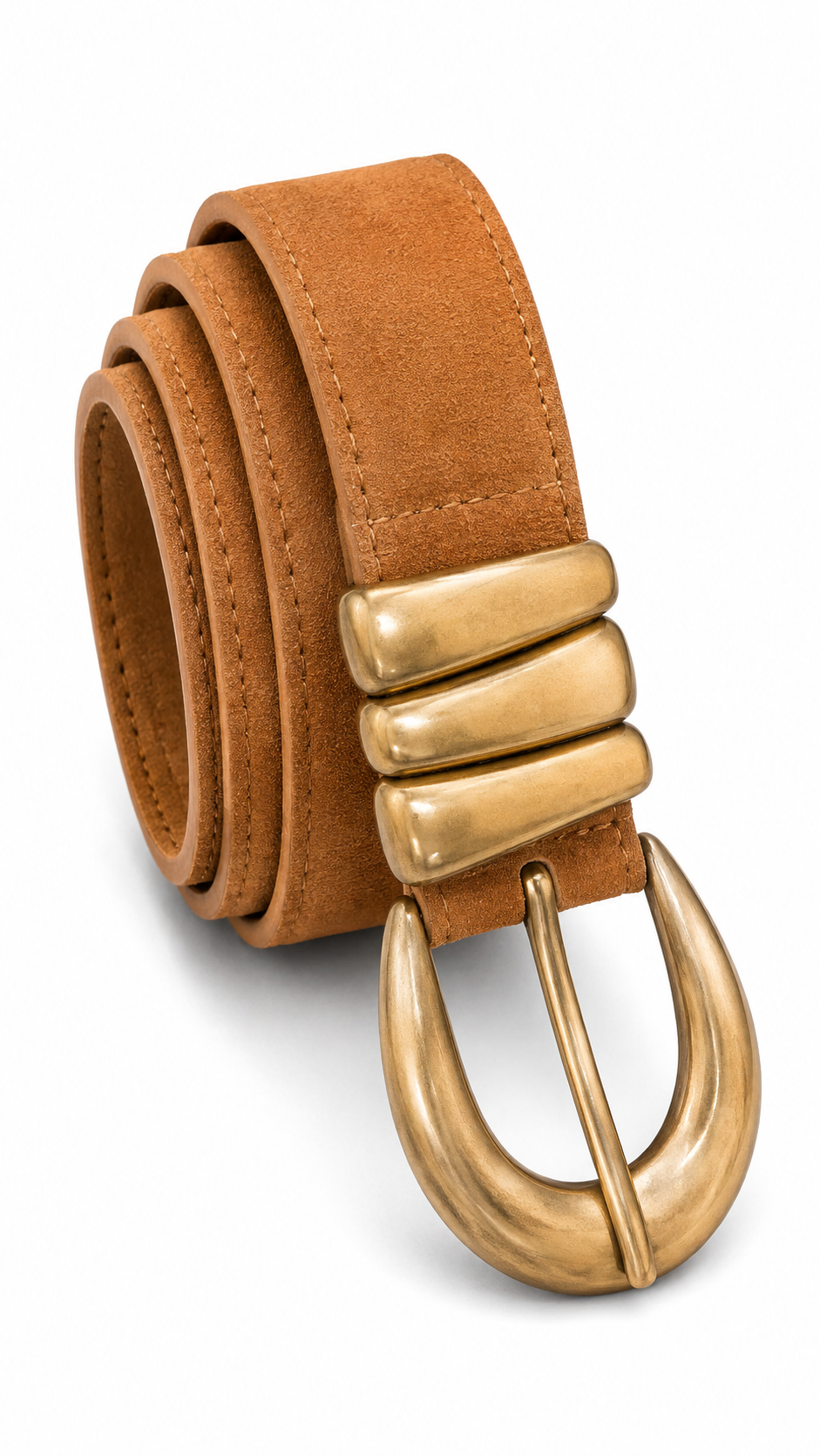 Cintura Suede Gold Buckle Camel