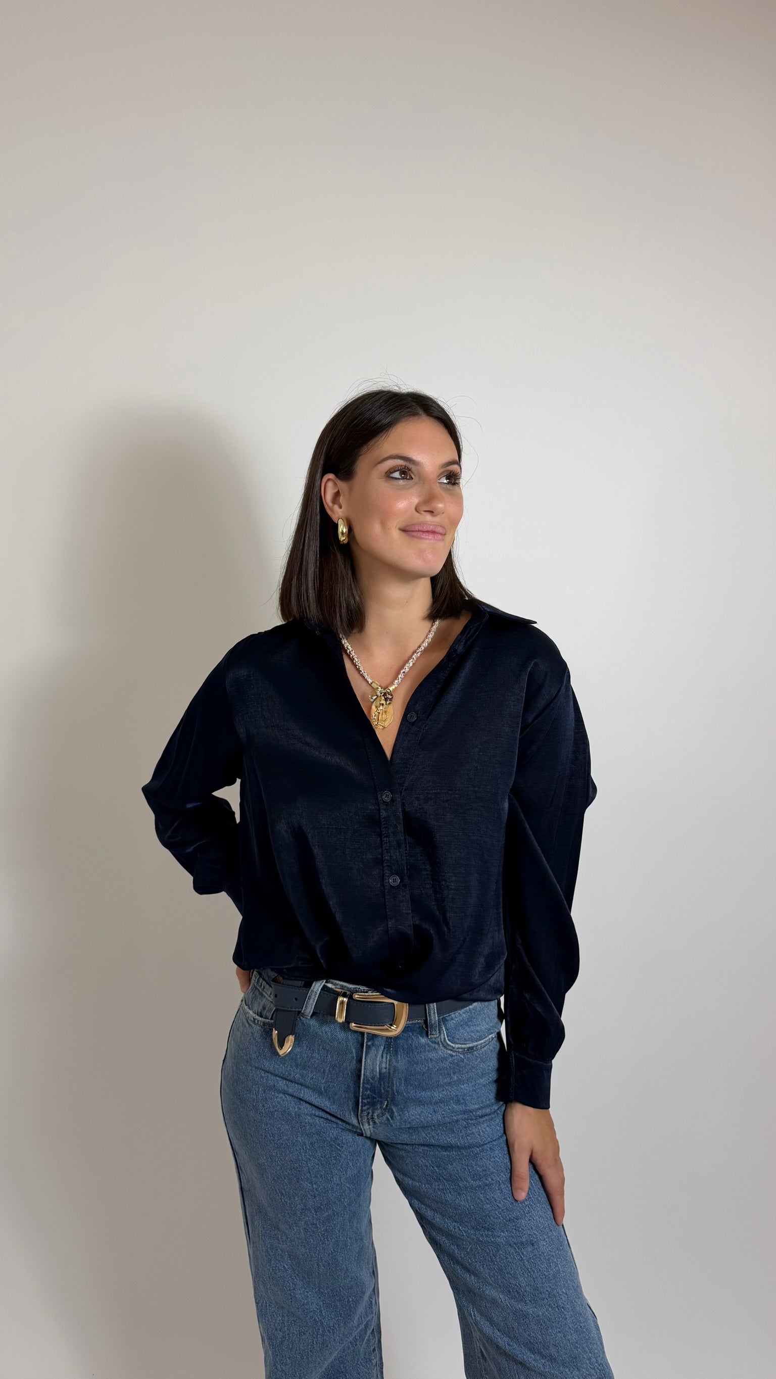 Camicia Basic Fluid Blu