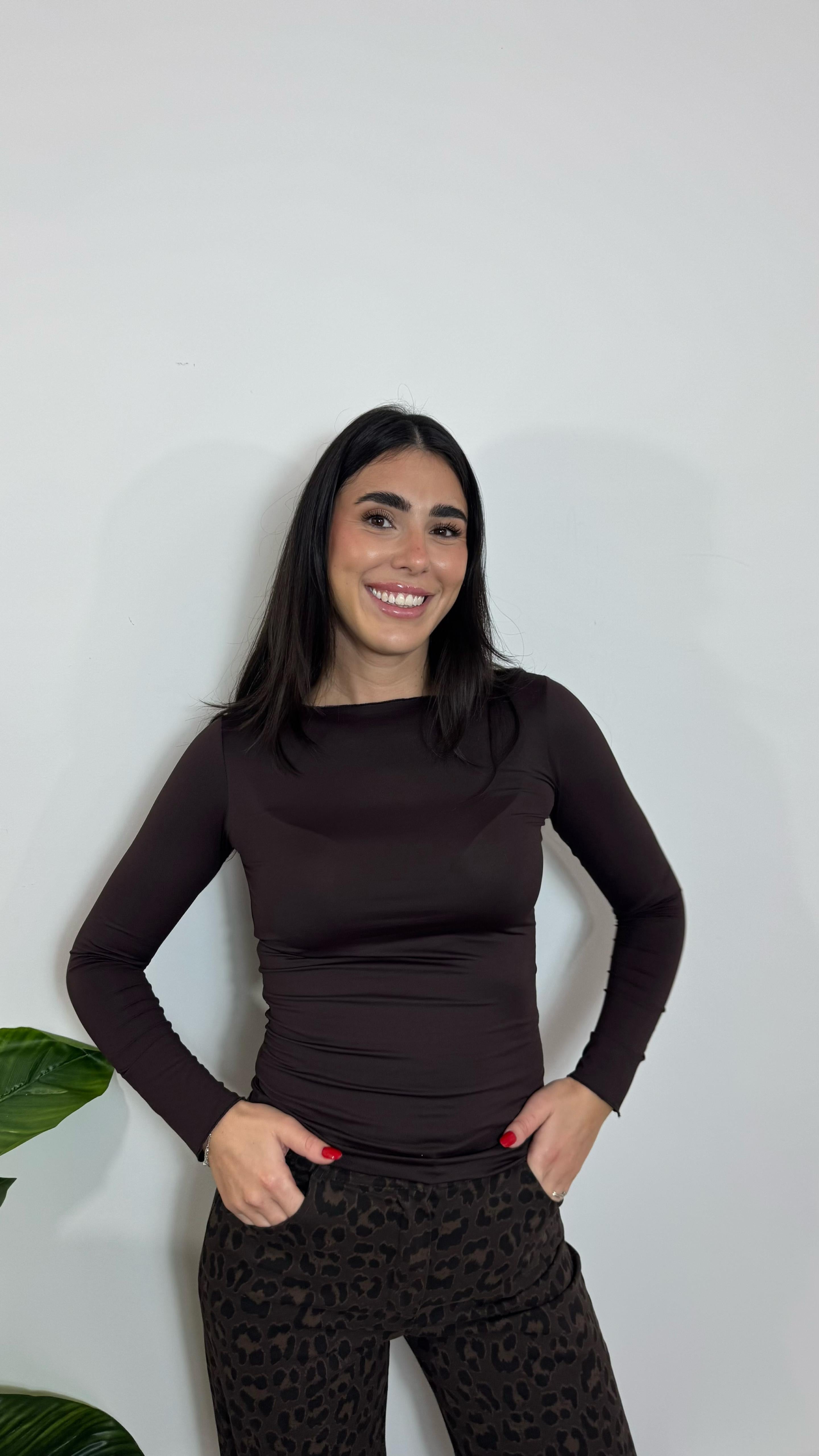 Maglia Basic Lycra Girocollo Choco