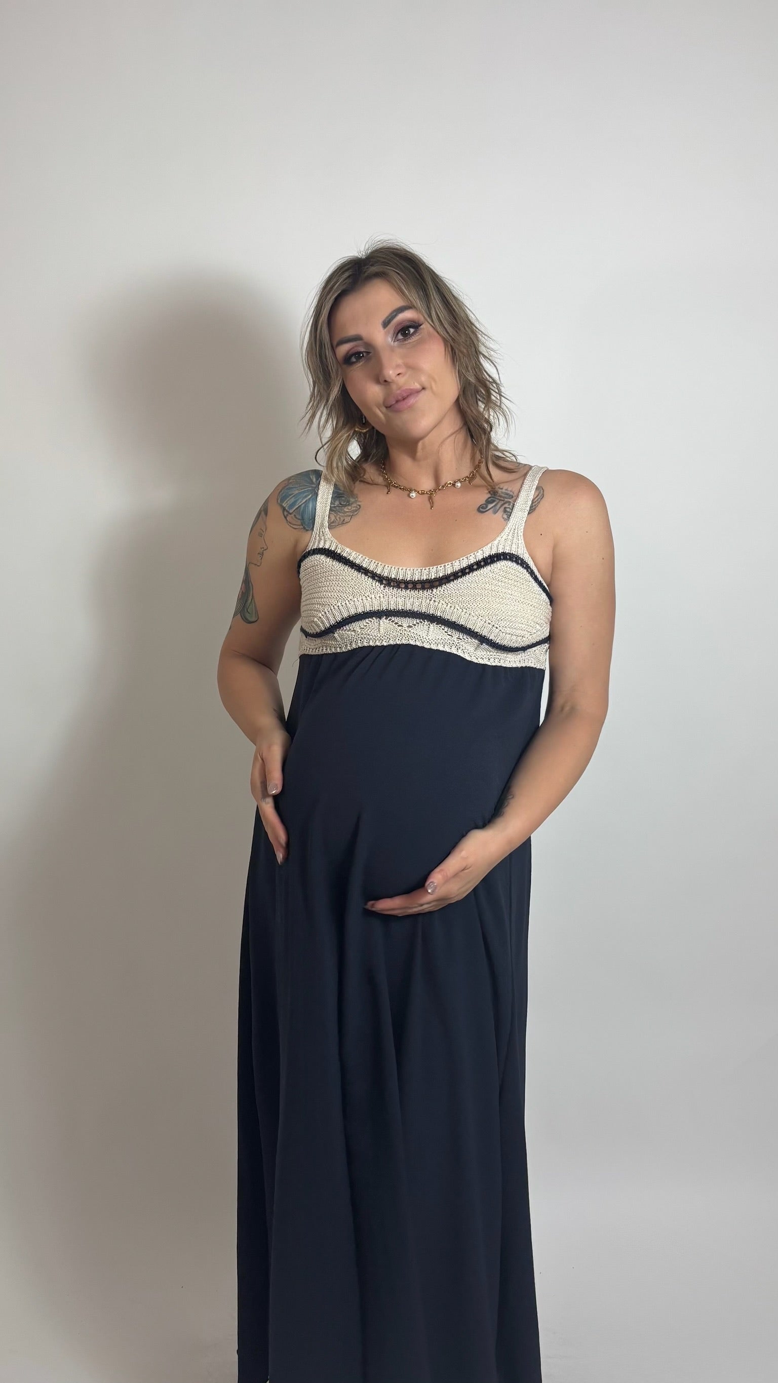 Maxi Dress Crochet Chic Blu