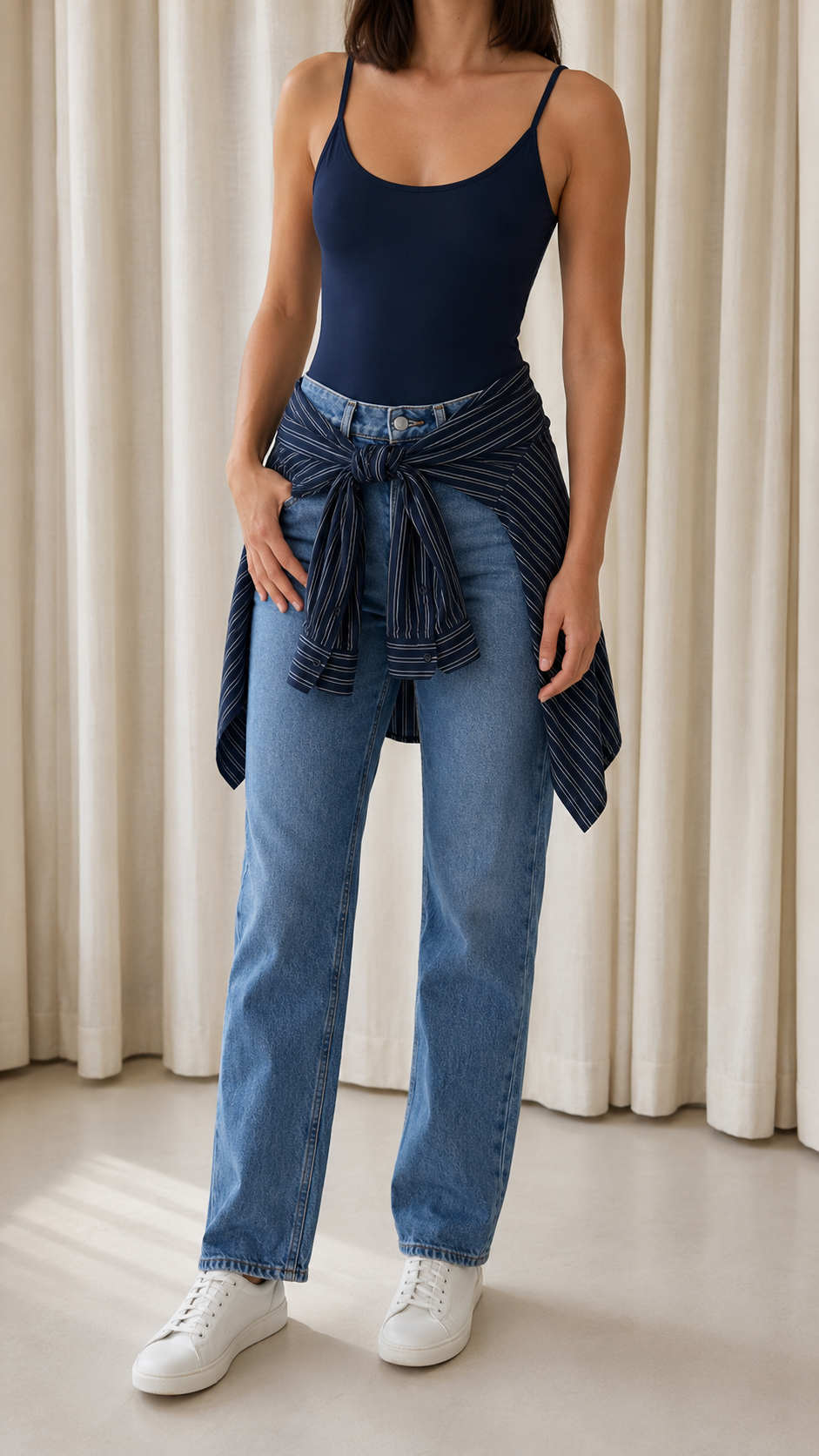 Body Bretella Sottile Blu