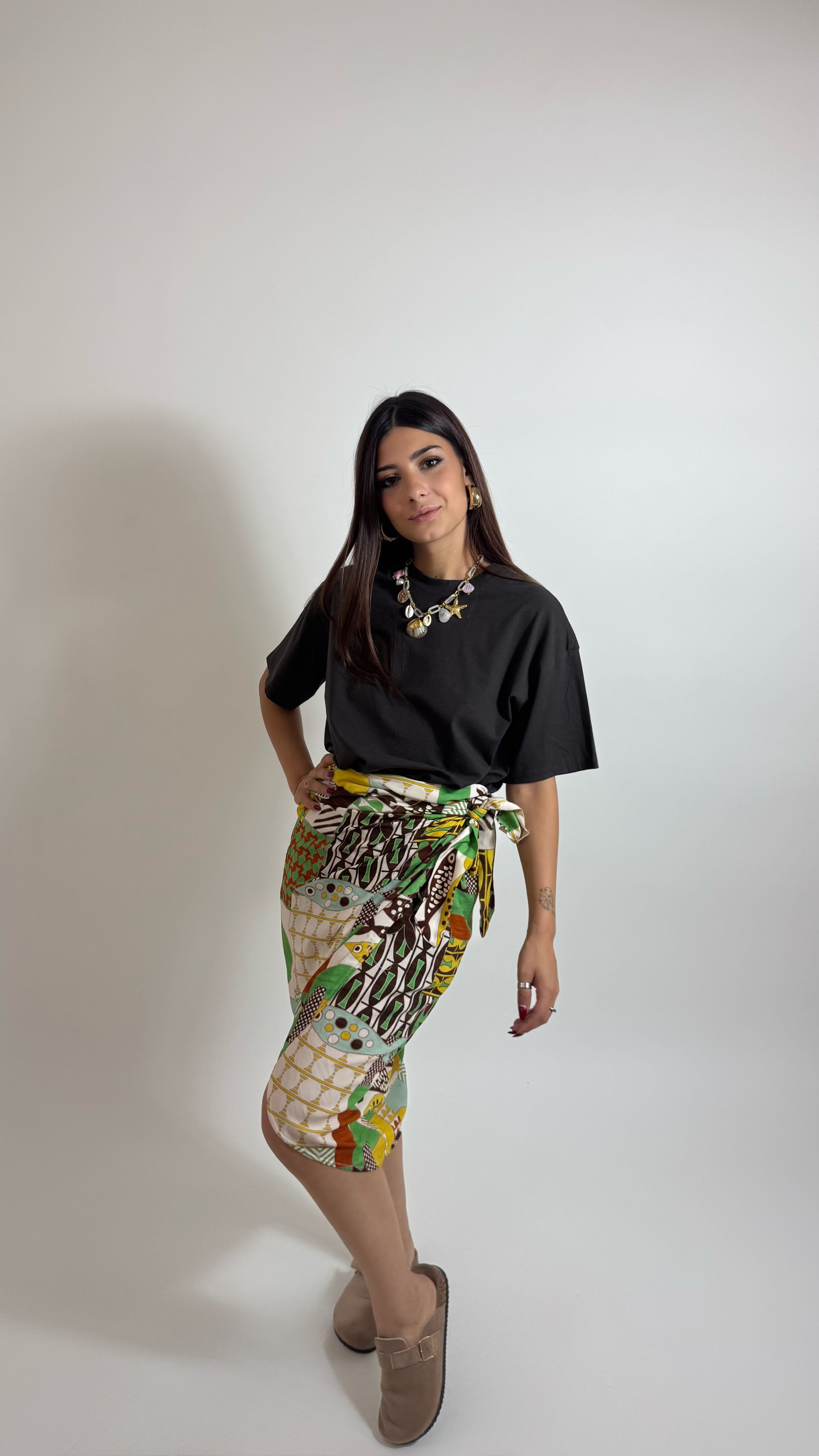 Gonna Pareo Midi Africa White