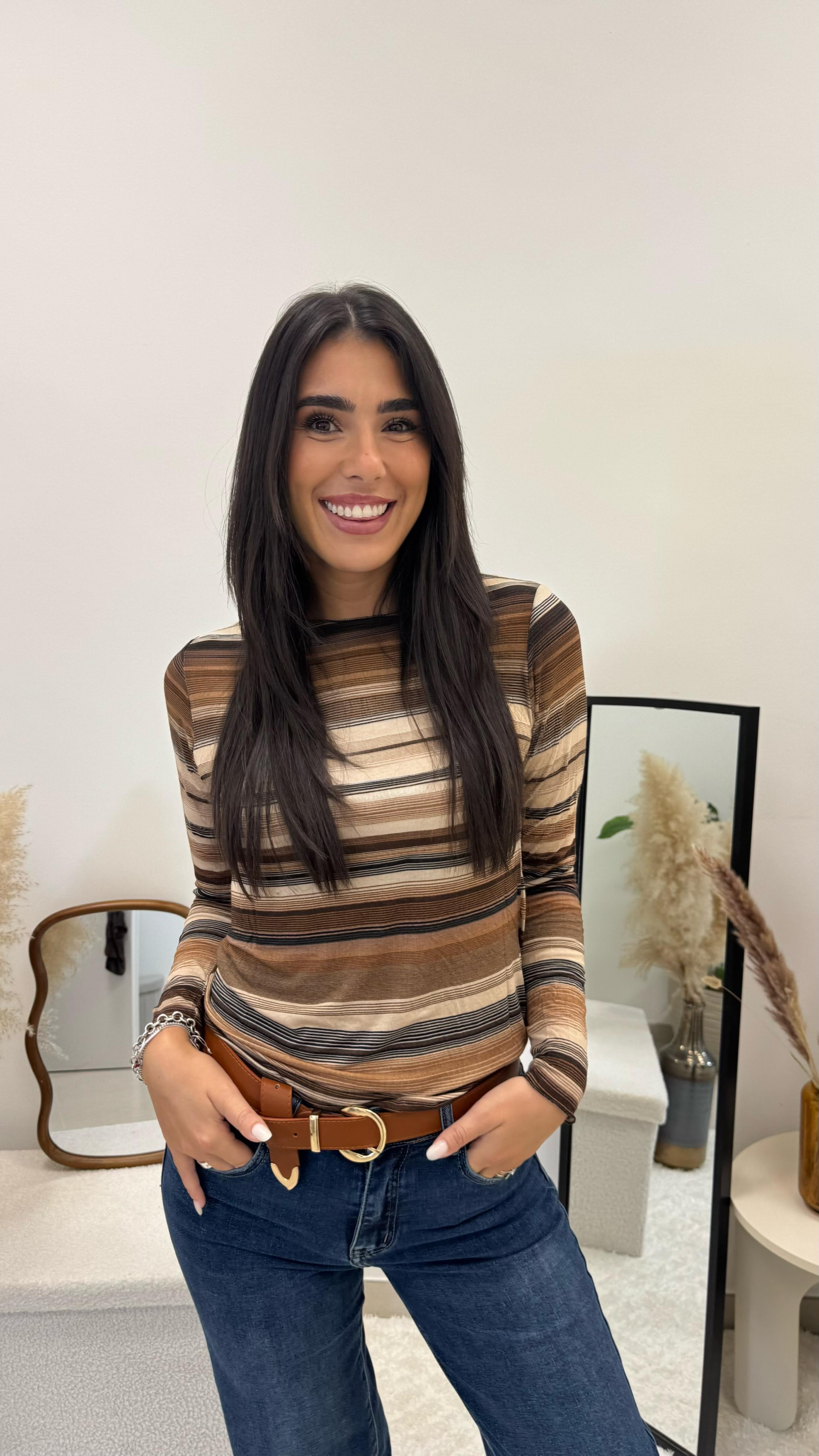 Maglia Cashmere Stampa a Righe Choco 🍫
