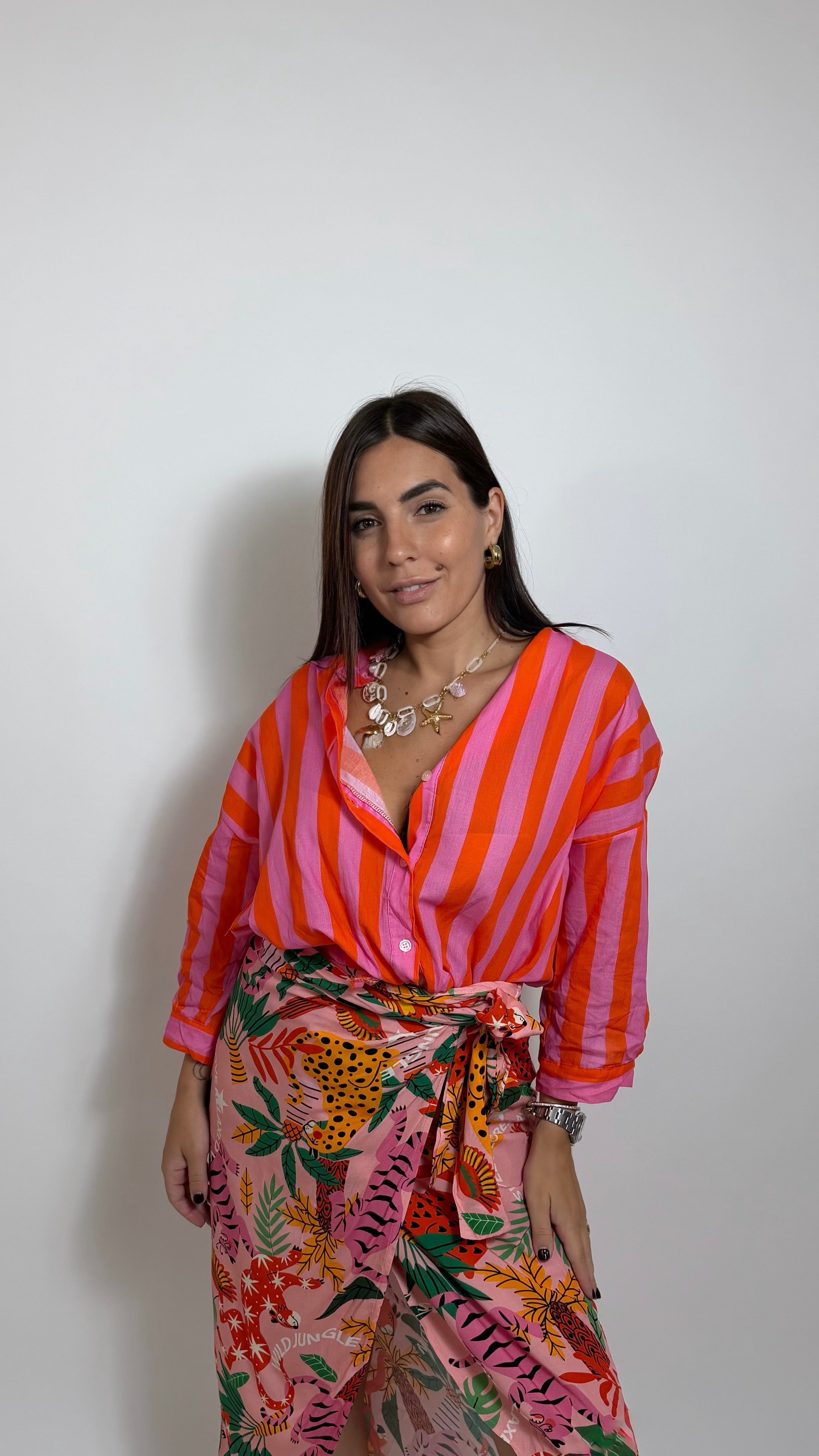 Camicia Soft Stripe Arancio/Pink