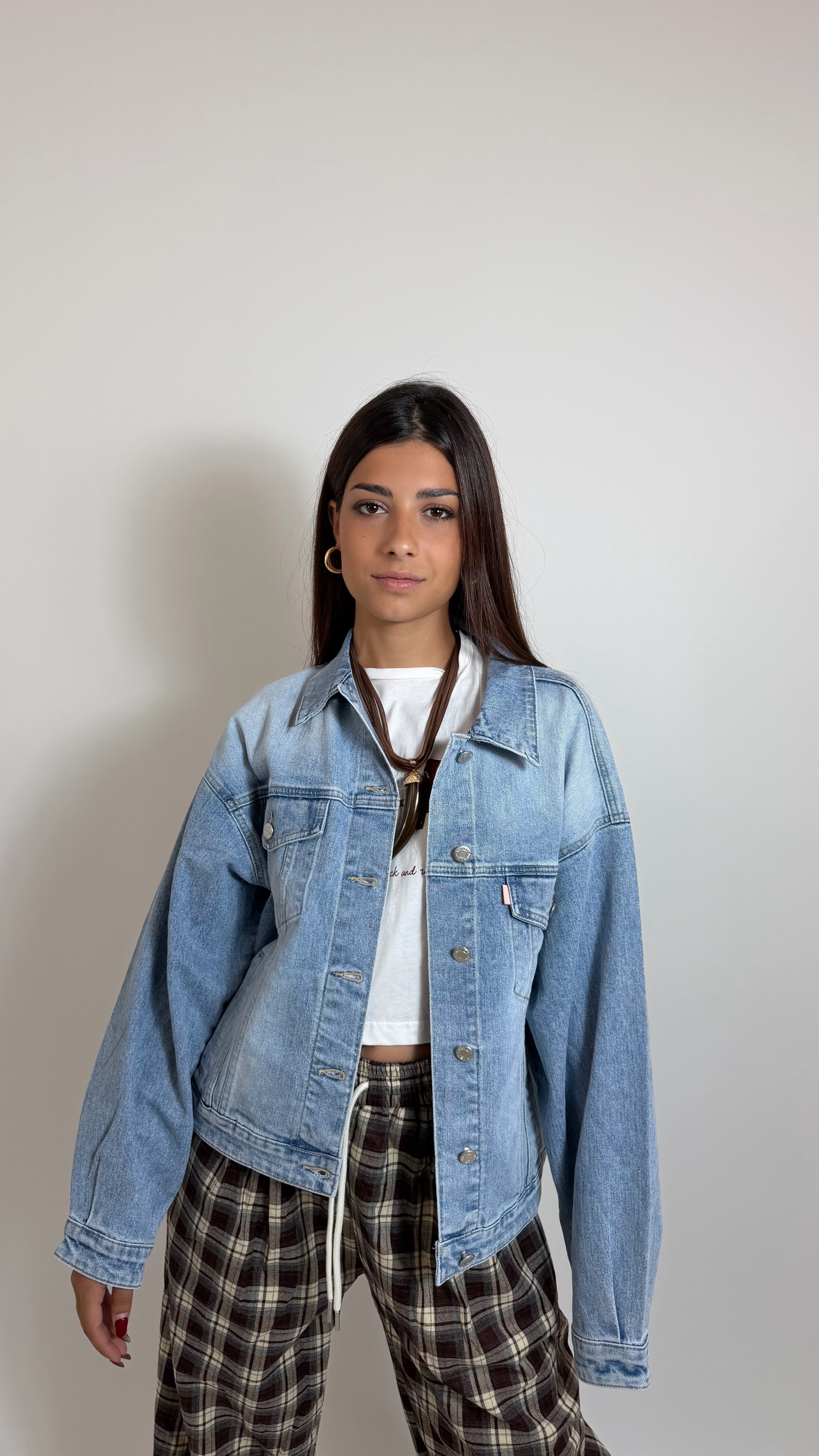 Giacca Denim Over Light Blu