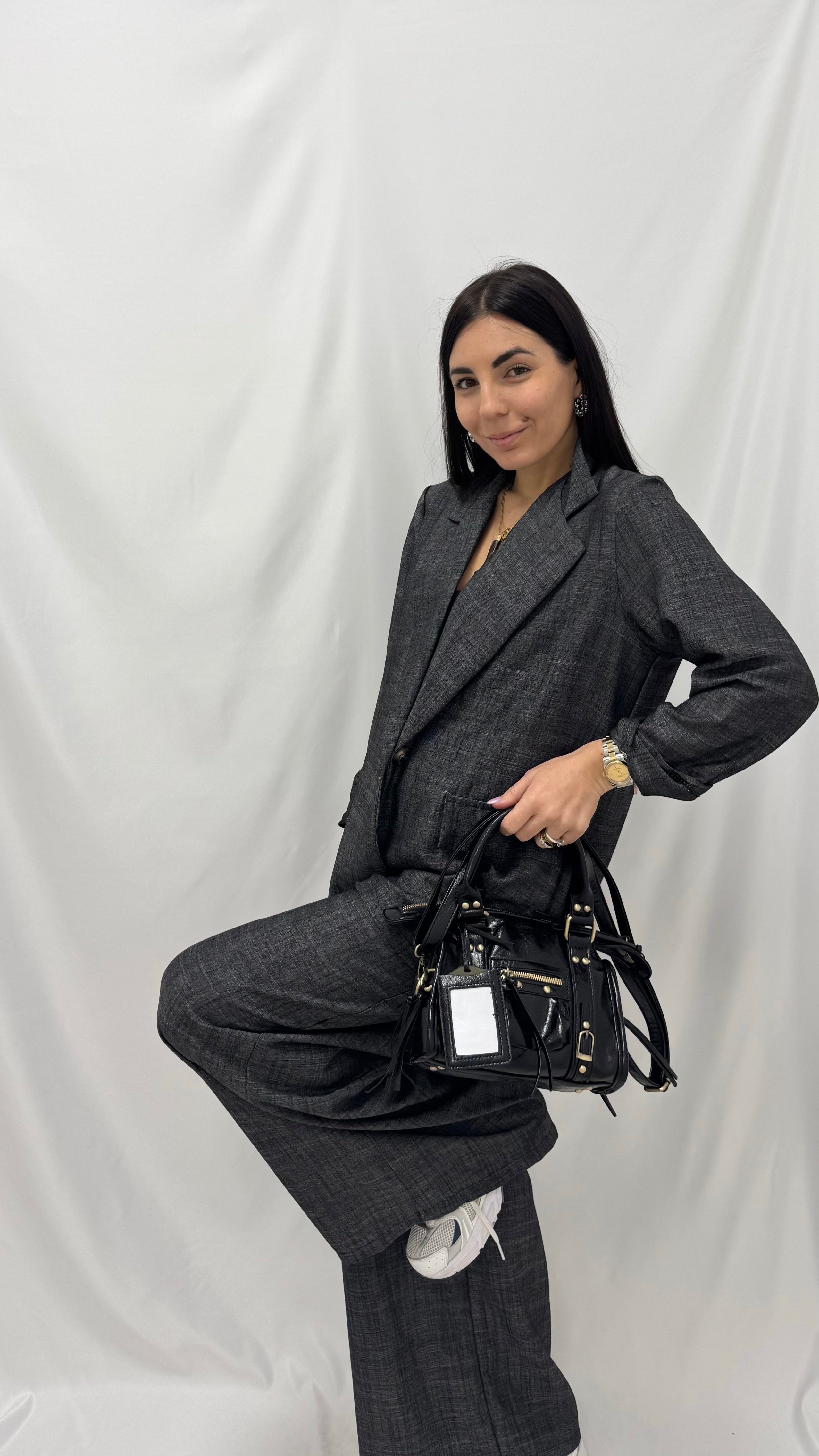 Tailleur Viscosa e Lino Denim Maltinto