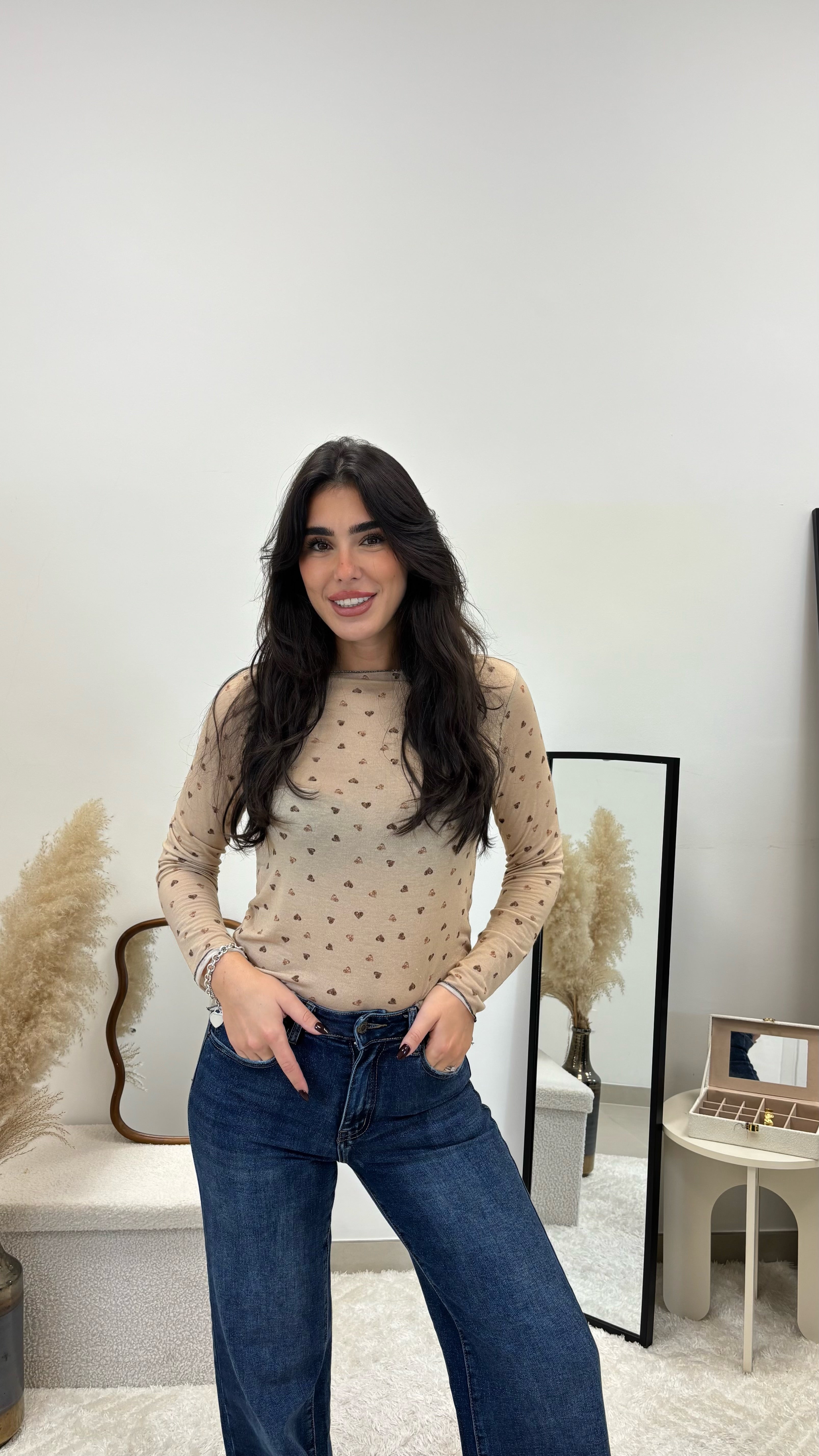 Maglia Cashmere Hearts Nude