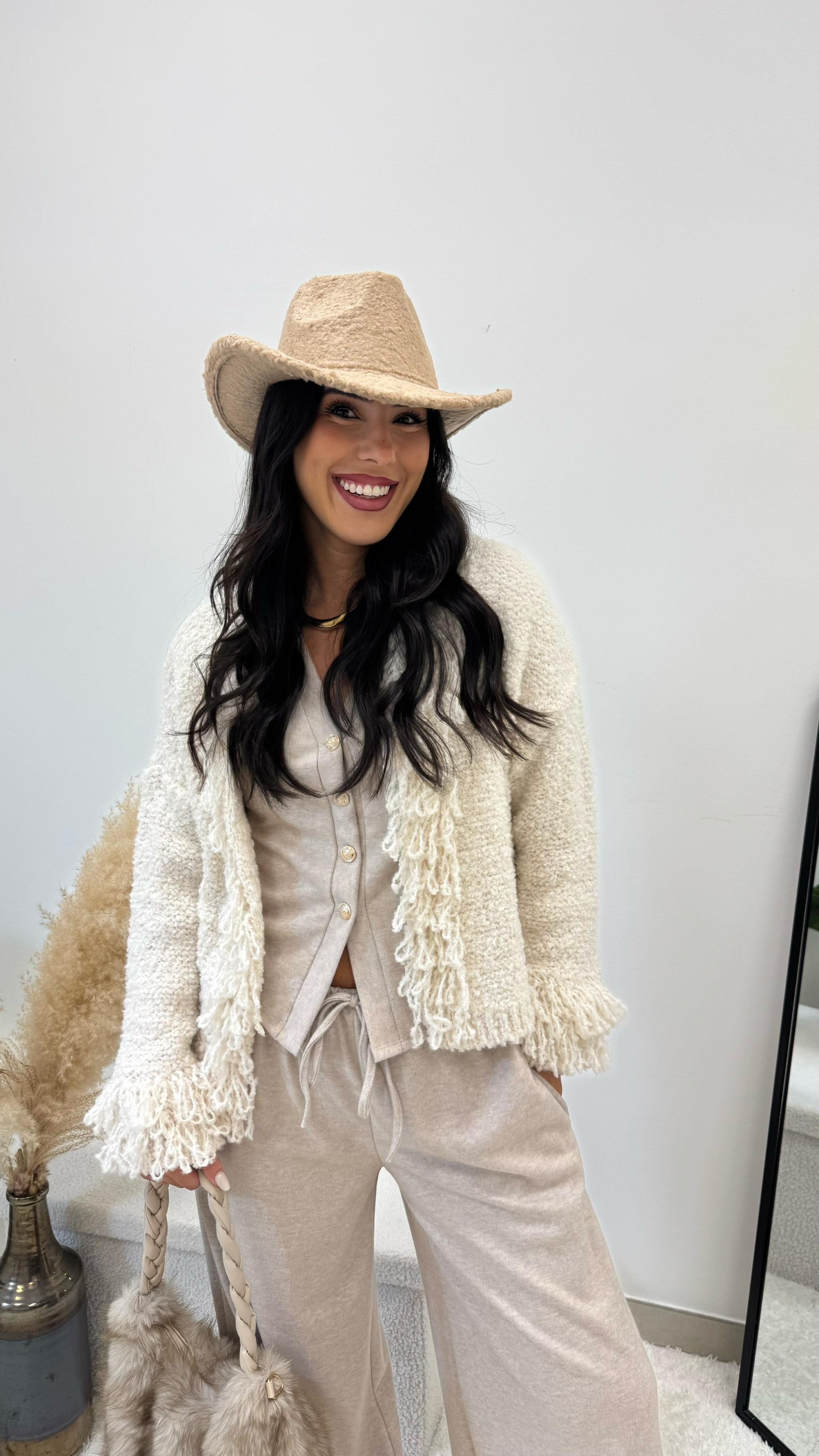 Cardigan Boho Frange Burro