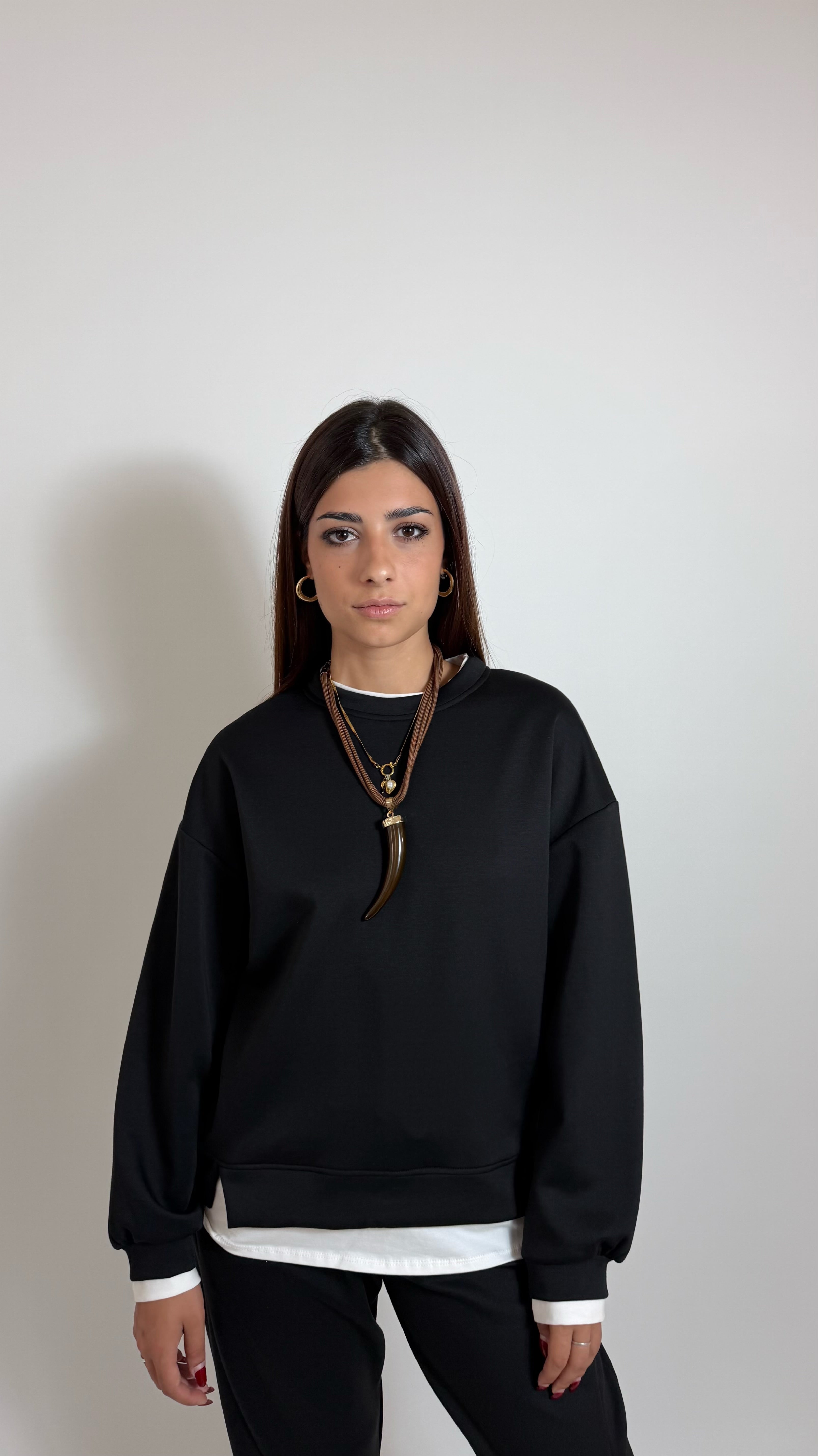 Felpa Con Maglia Over Nera