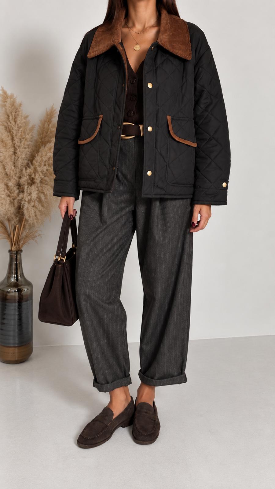 Pantalone Gessato Barrel Grey