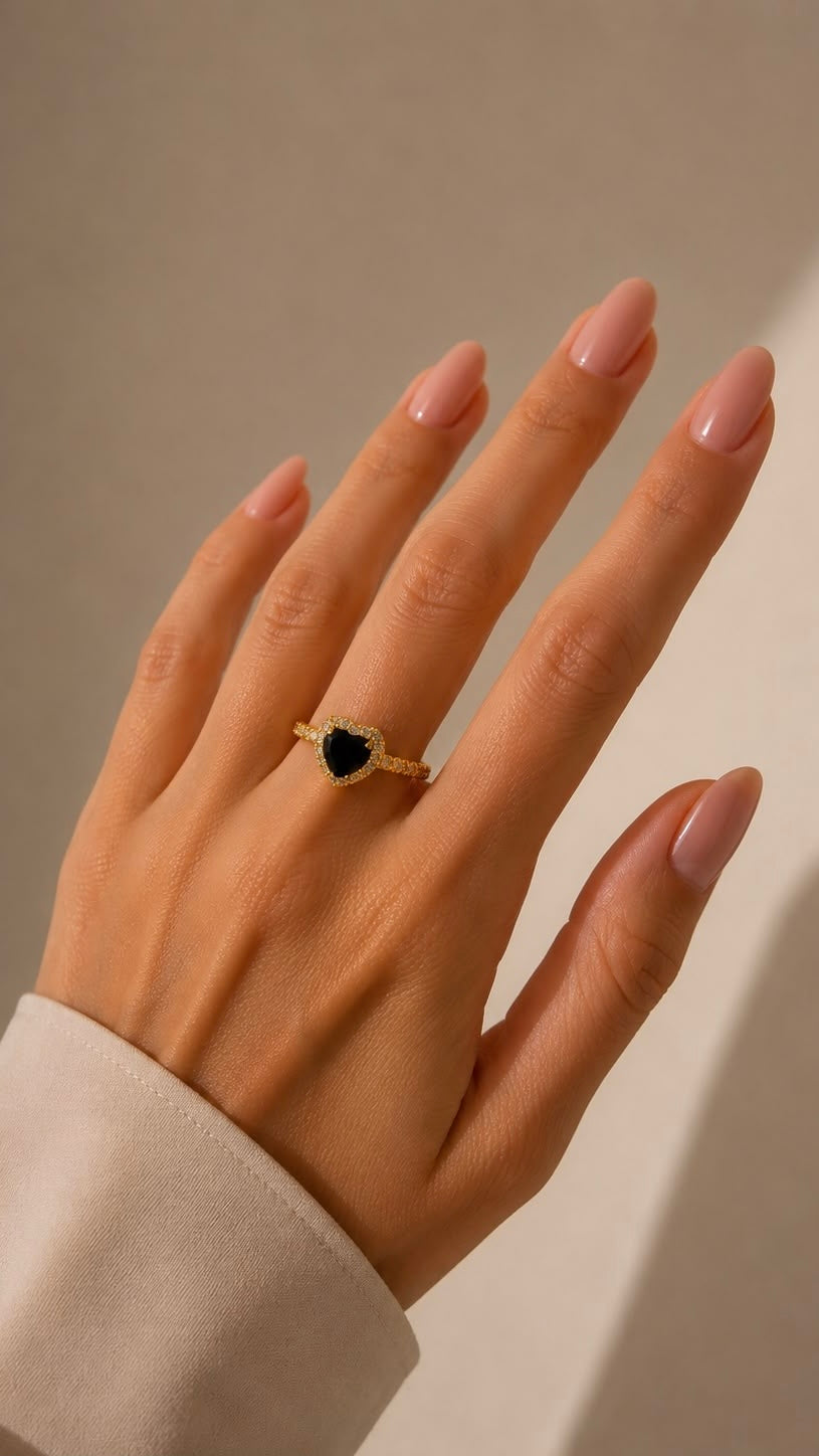 Anello Punti Luce Cuore Gold/Black