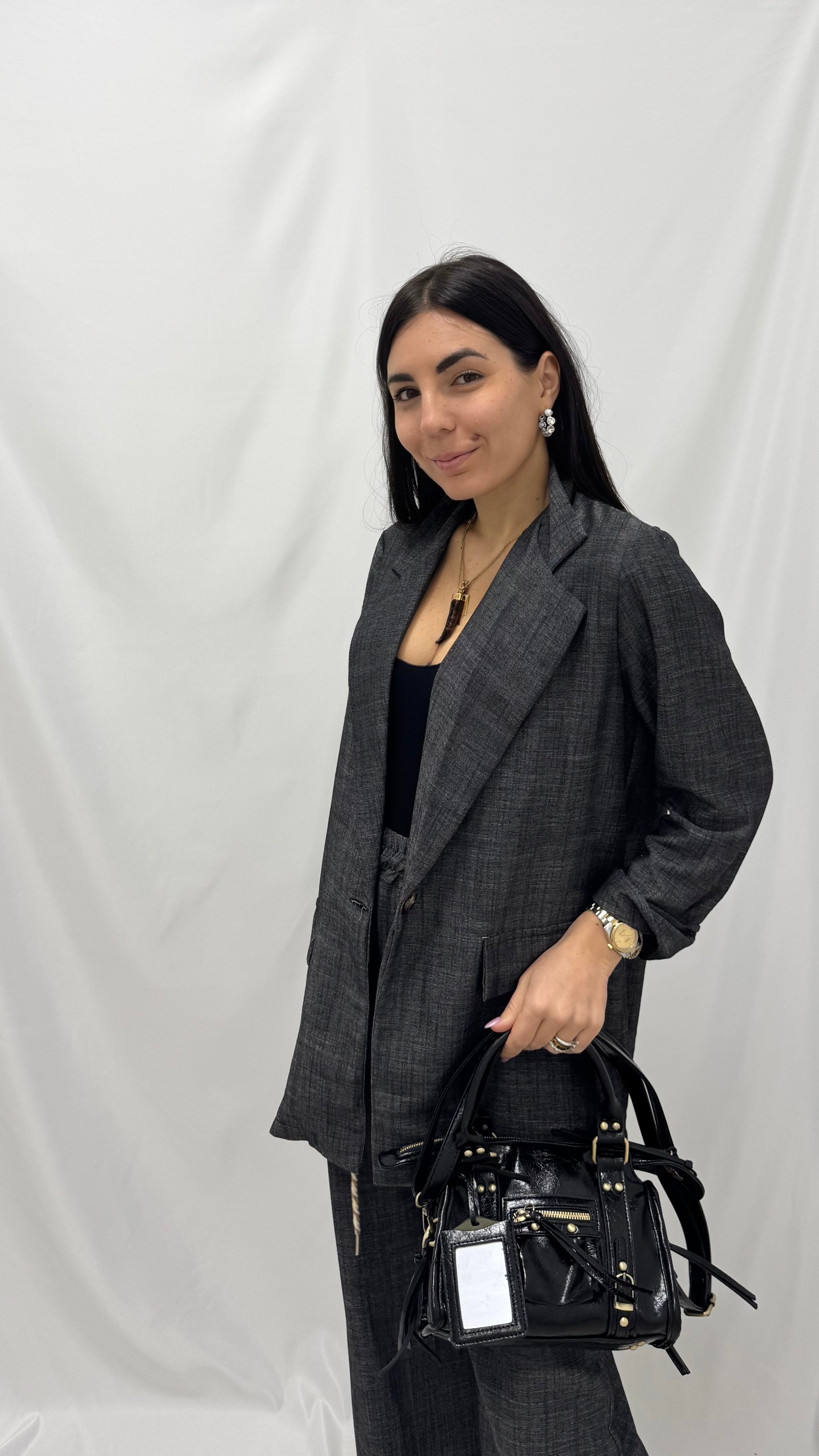 Tailleur Viscosa e Lino Denim Maltinto