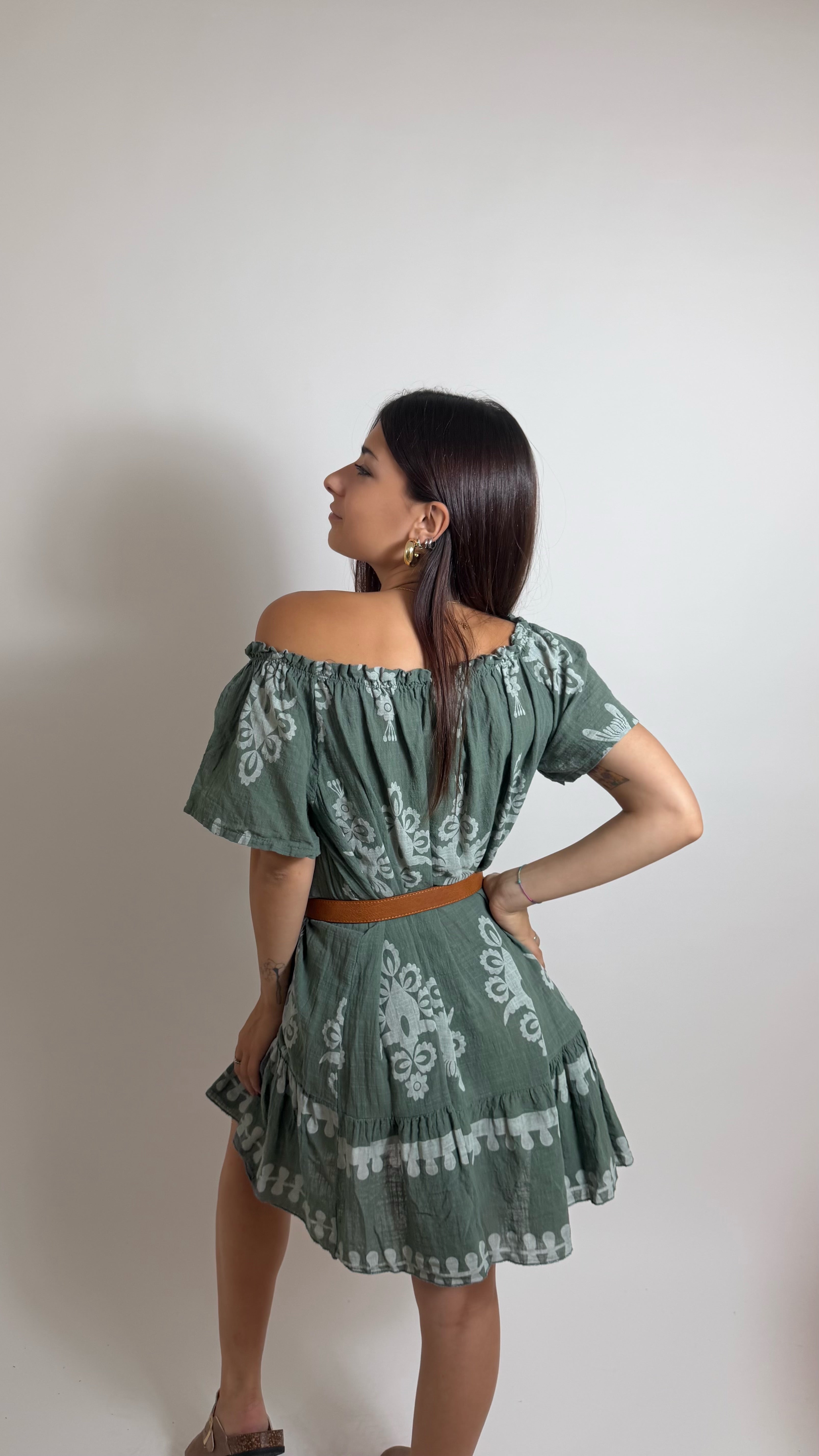 Abito Ibiza Folk Verde Utility