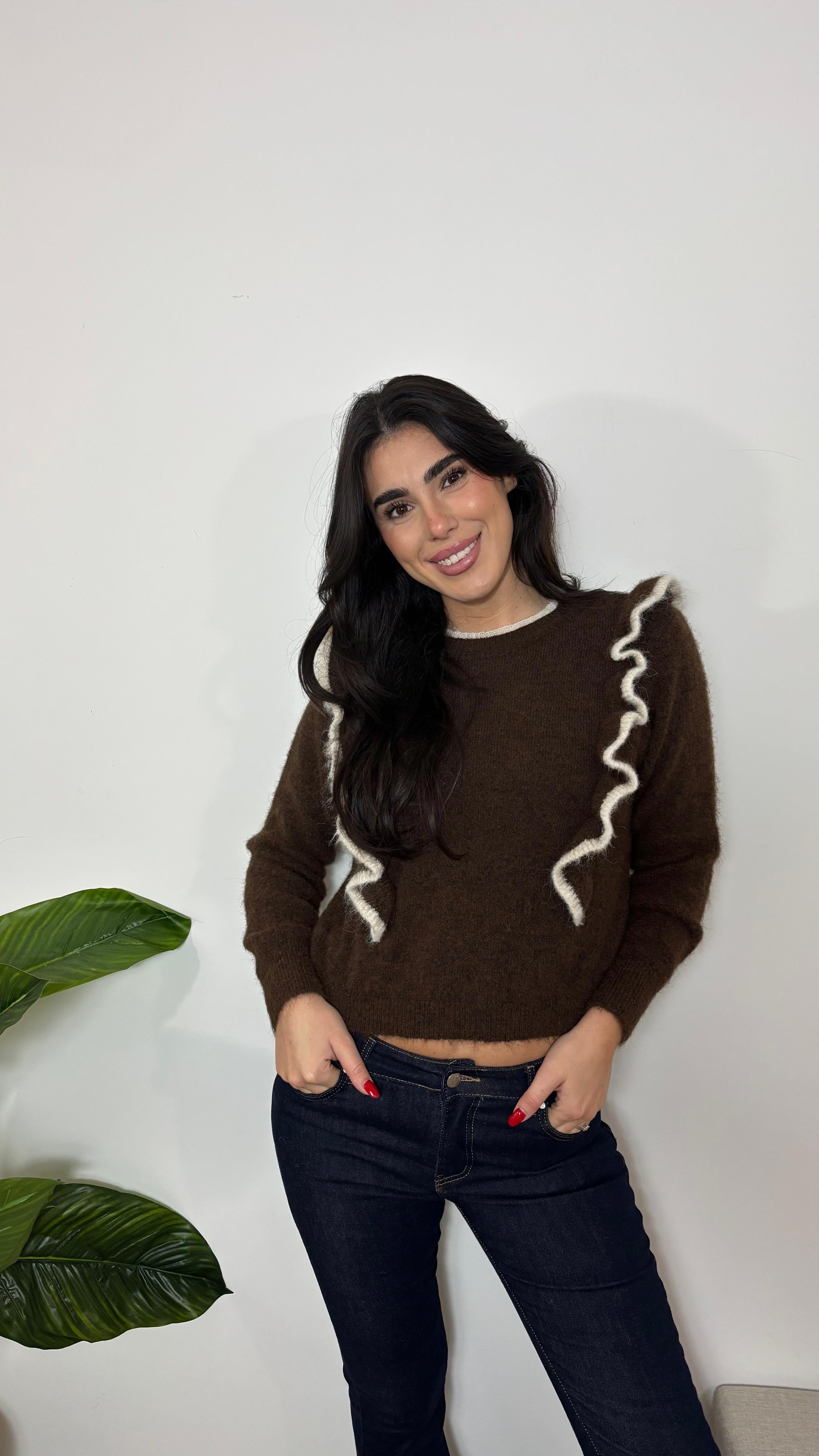 Pull Cozy Ruffles Choco